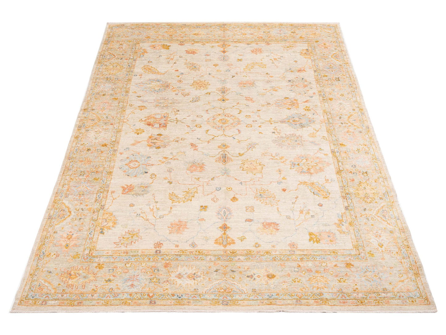 Angora Oushak 148184 Ivory Silver 10.2x13.3 Hand Knotted Rug