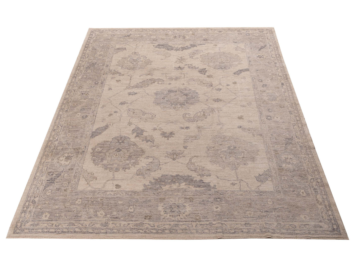 Angora Oushak 156164 Ivory Gray 9.1x11.8 Hand Knotted Rug