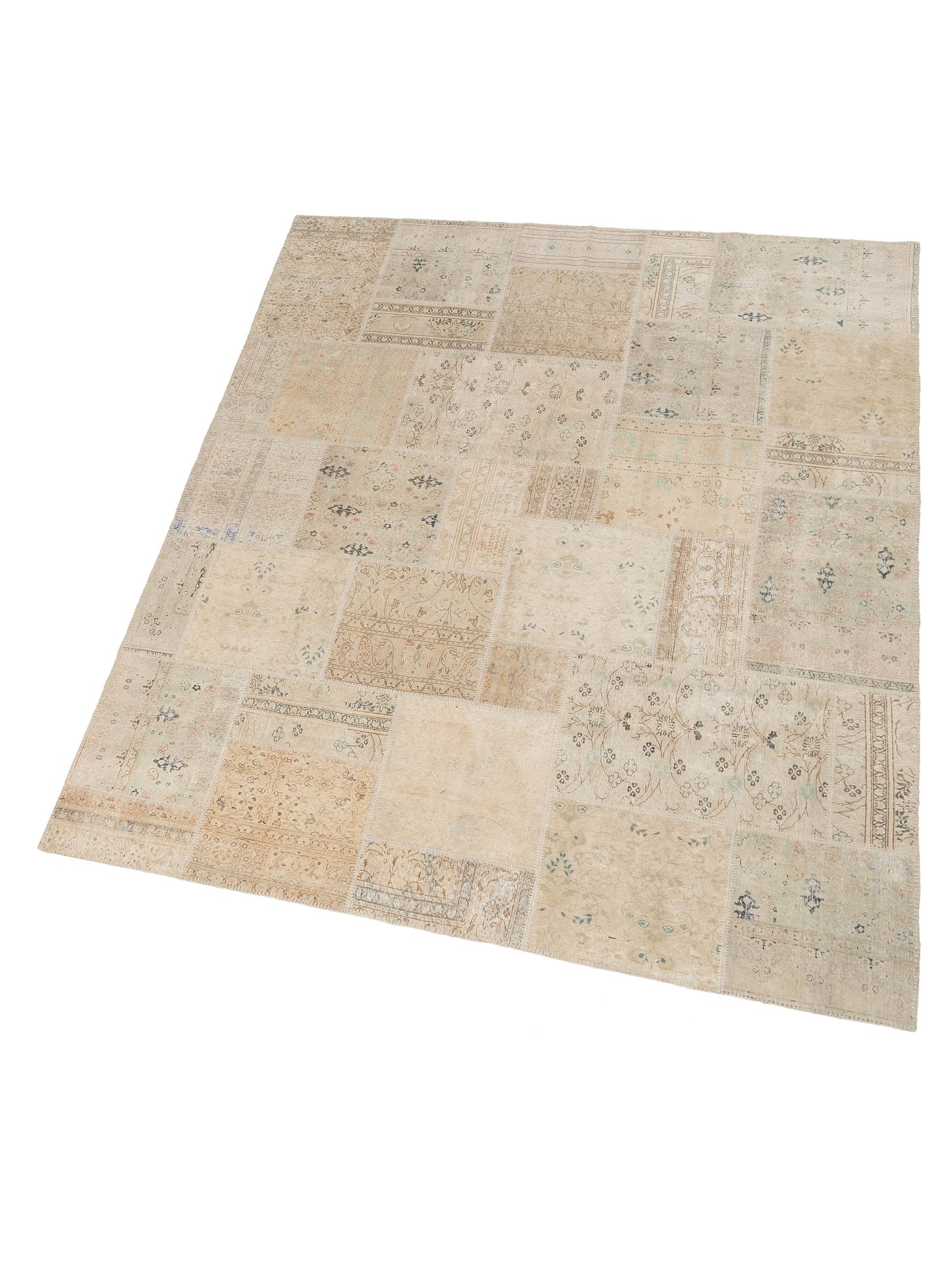 Turkish Vestige Patchwork 147811 Beige Beige 8.1x9.10 Hand Knotted Rug