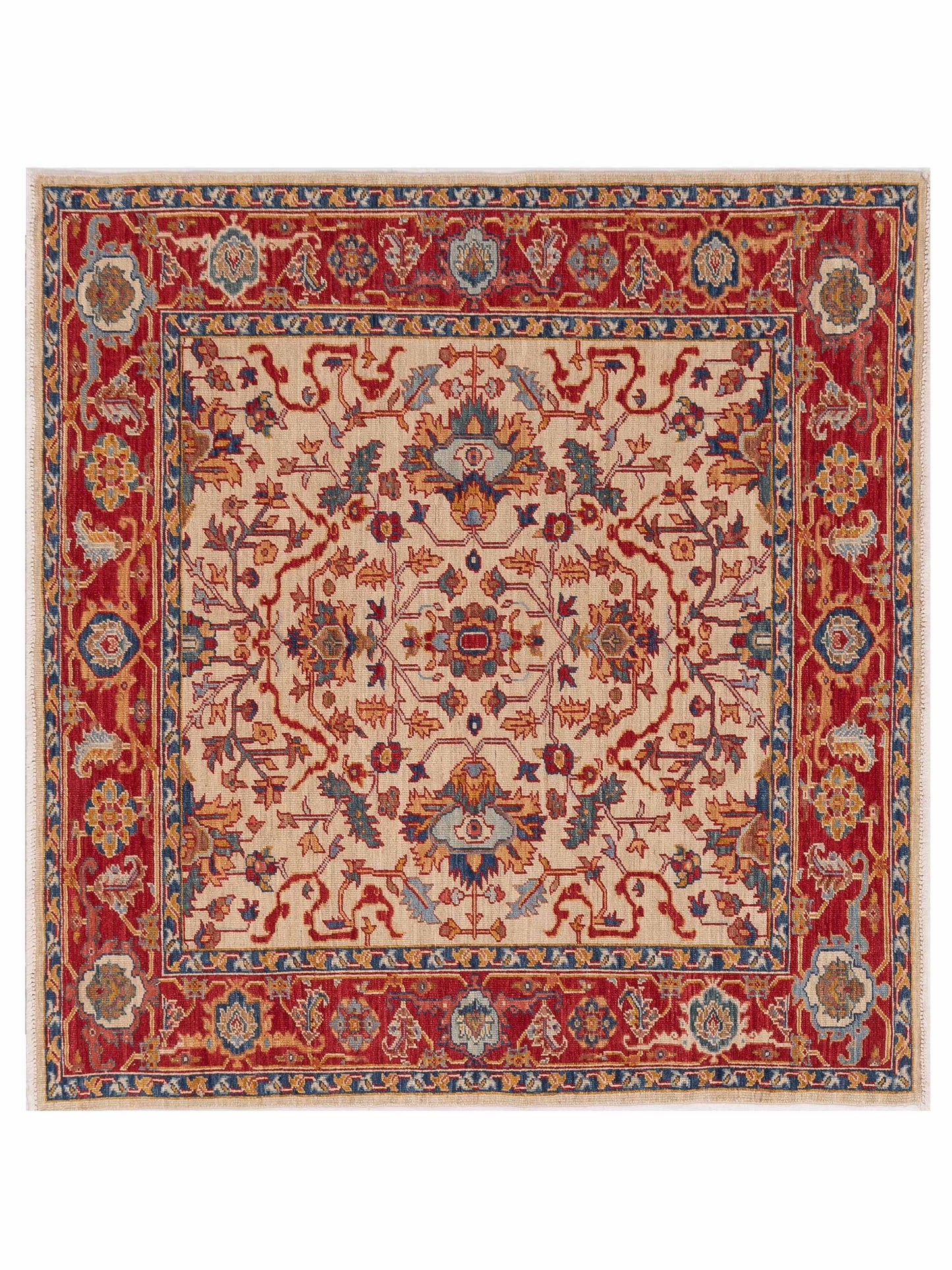 Pasha Antique Loom Fine  Ivory Red Traditional