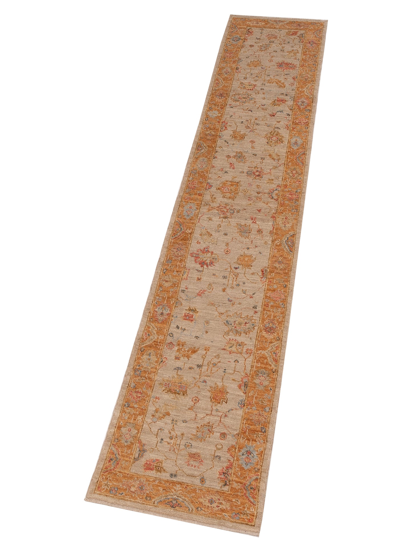 Angora Oushak 149534 Ivory Orange 2.5x13.3 Hand Knotted Rug