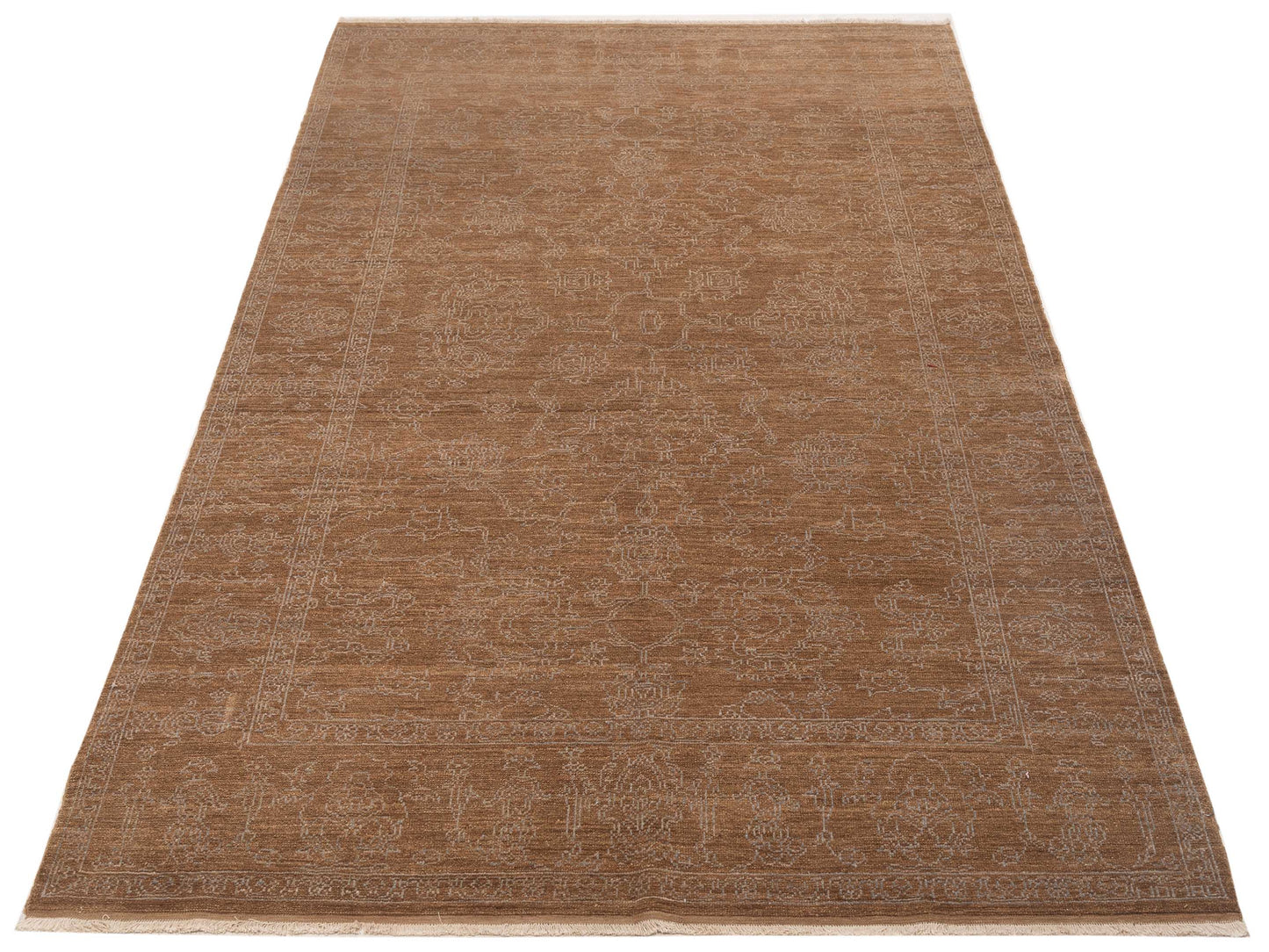 Defne Opal Brown Ice Blue 6.2x9 Hand Knotted Rug