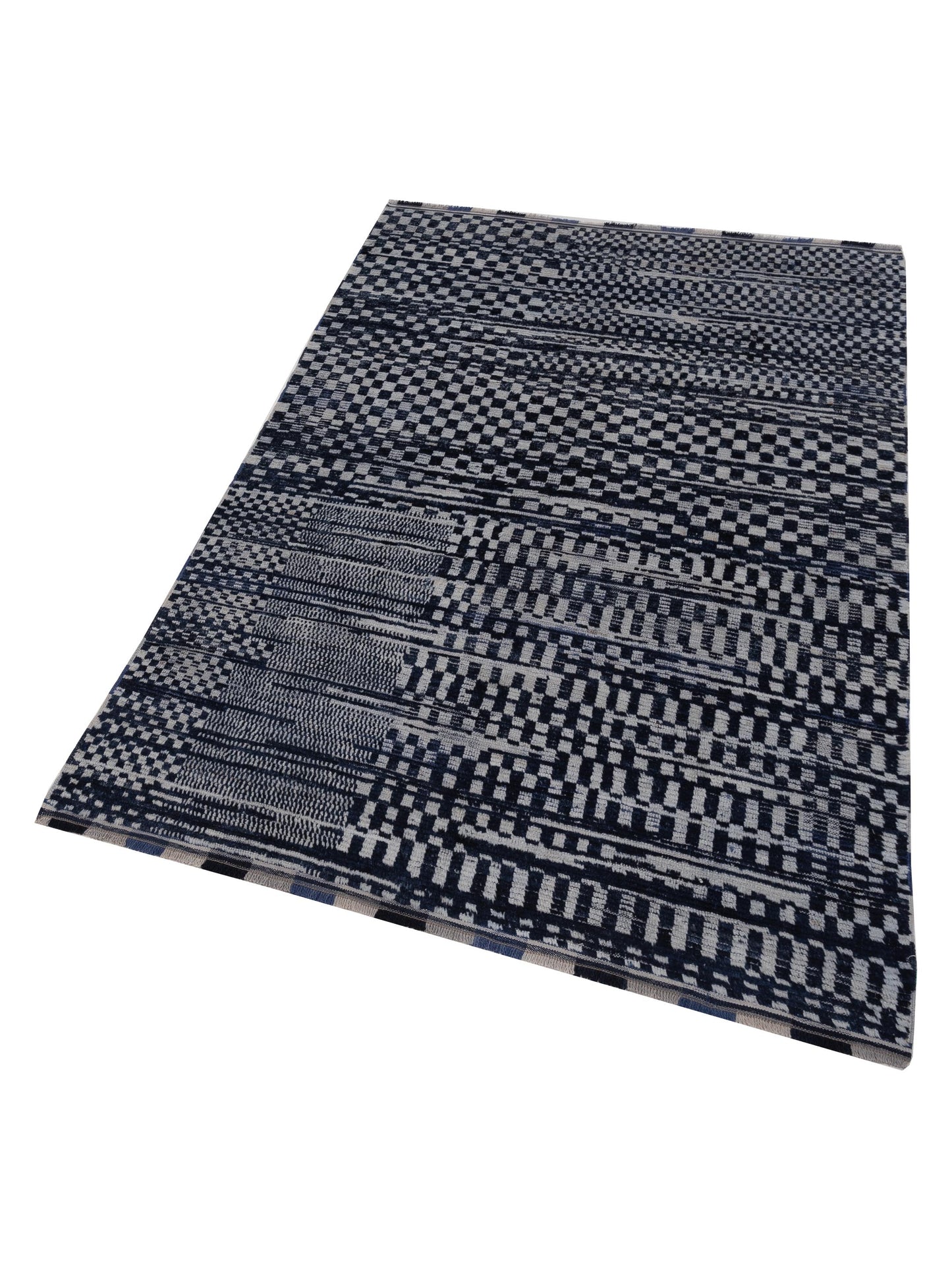 Atlas 149665 Ivory Dark Blue 6.1x8.8 Hand Knotted Rug