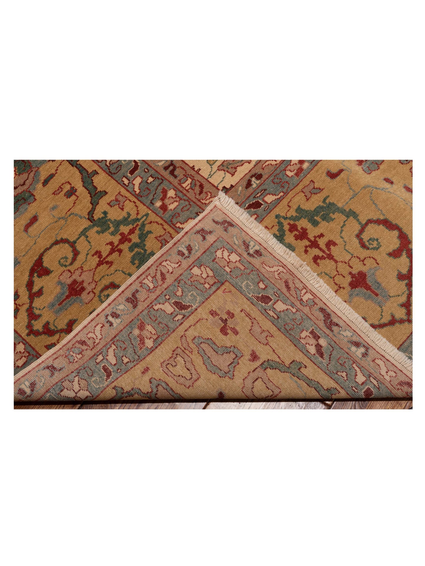 Antique Loom 108141 Beige Gold 12.3x14.8 Hand Knotted Rug