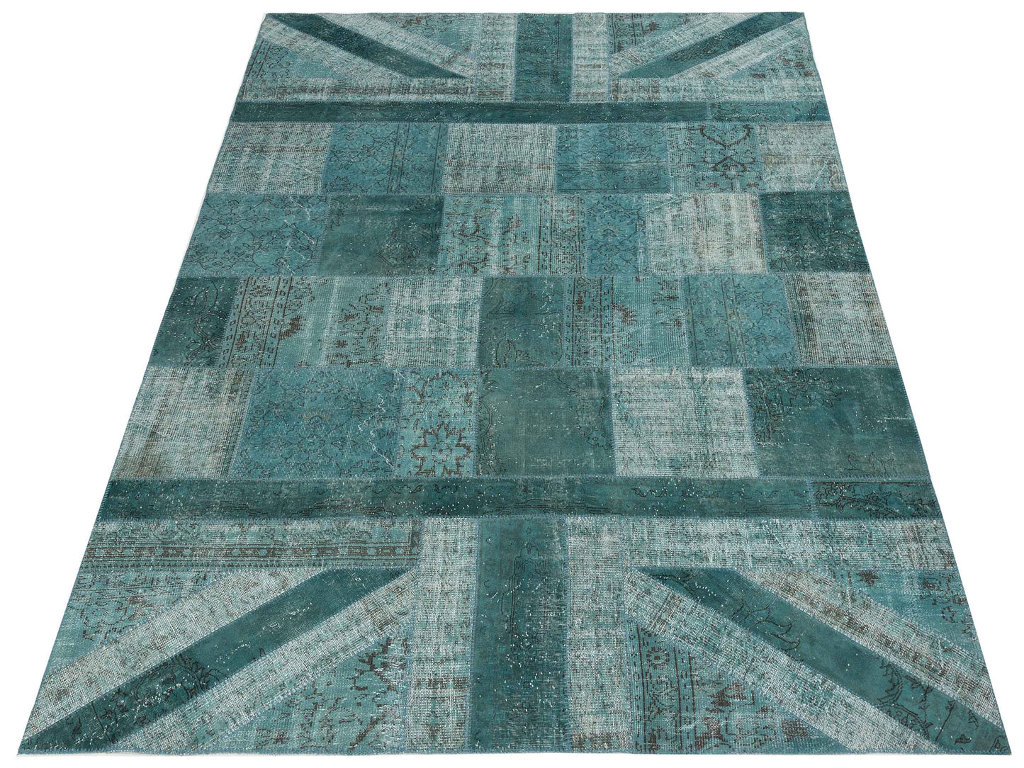 Turkish Vestige Patchwork 114882 Blue 9x12.4 Hand Knotted Rug
