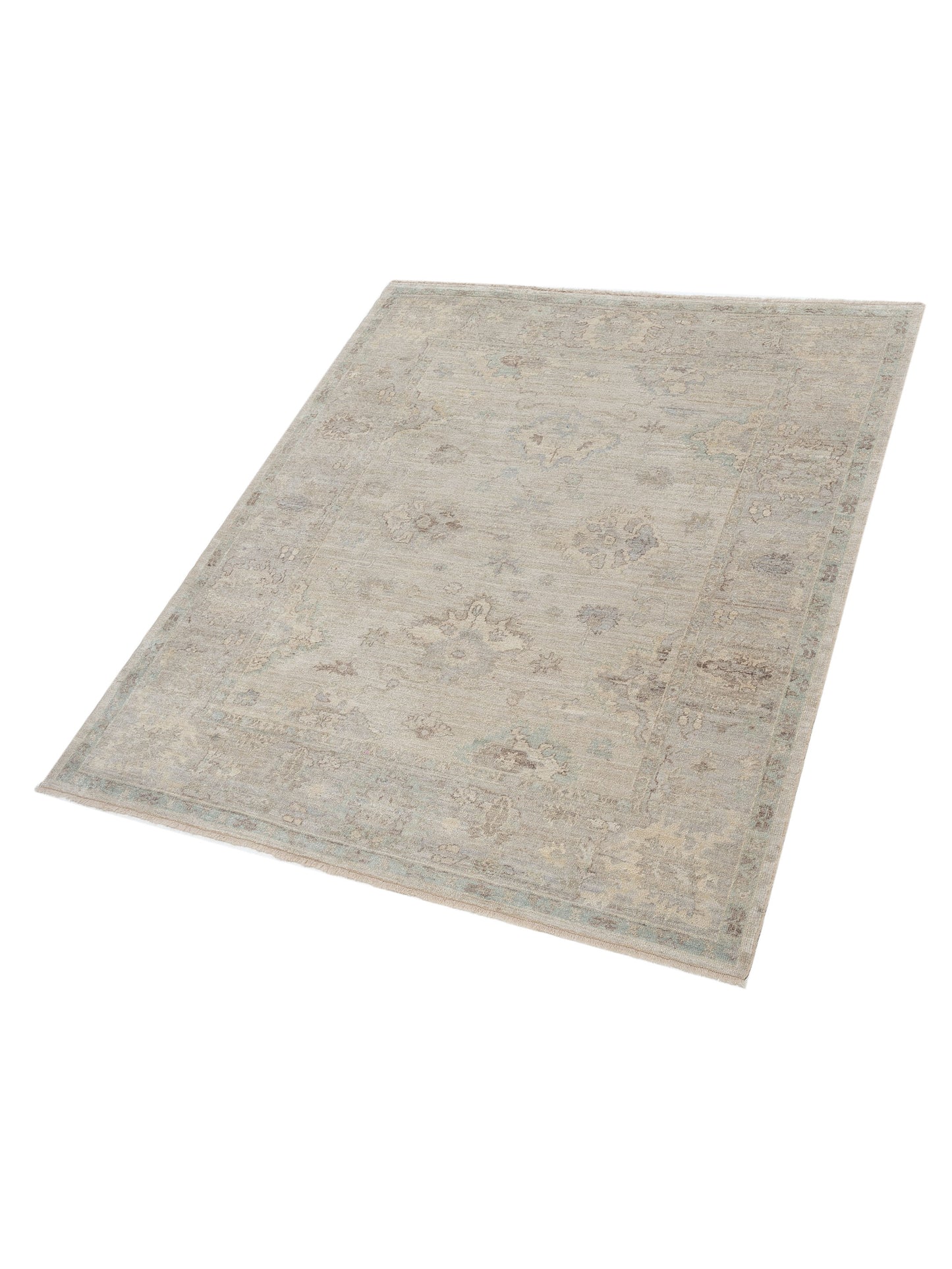 Angora Oushak 147162 Silver Gray 7.11x9.5 Hand Knotted Rug