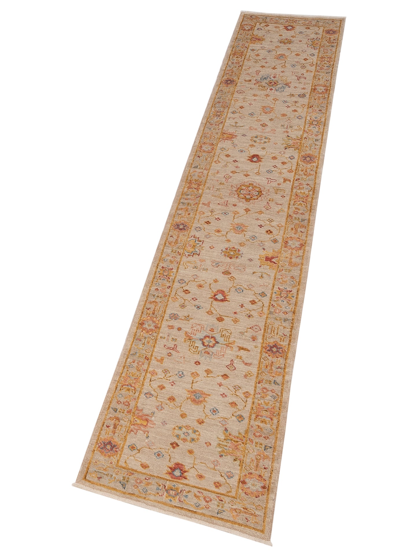 Angora Oushak 149608 Ivory Silver 2.6x13.9 Hand Knotted Rug