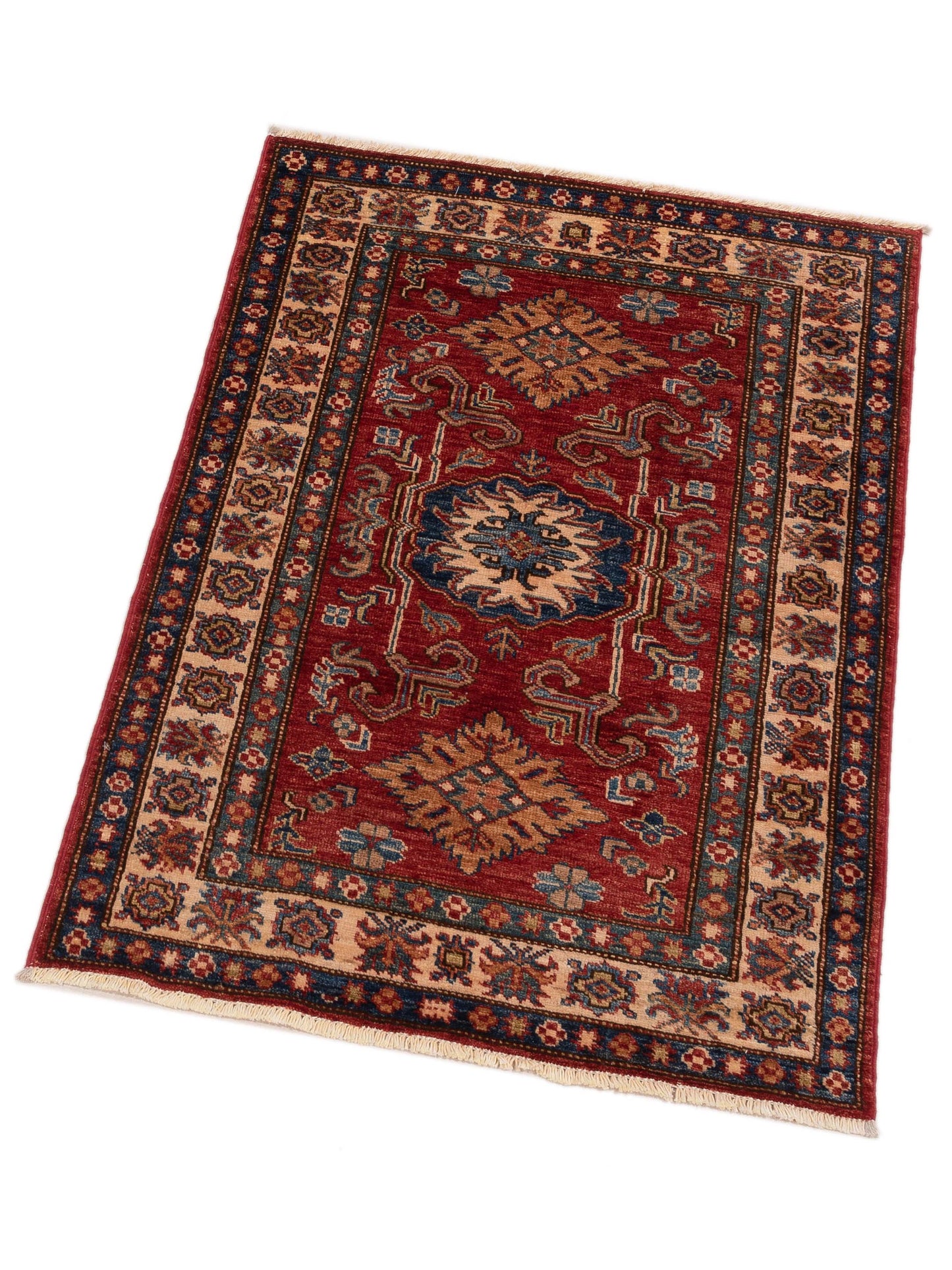 Artisan Kazak 148959 Red Ivory 2.9x3.11 Hand Knotted Rug
