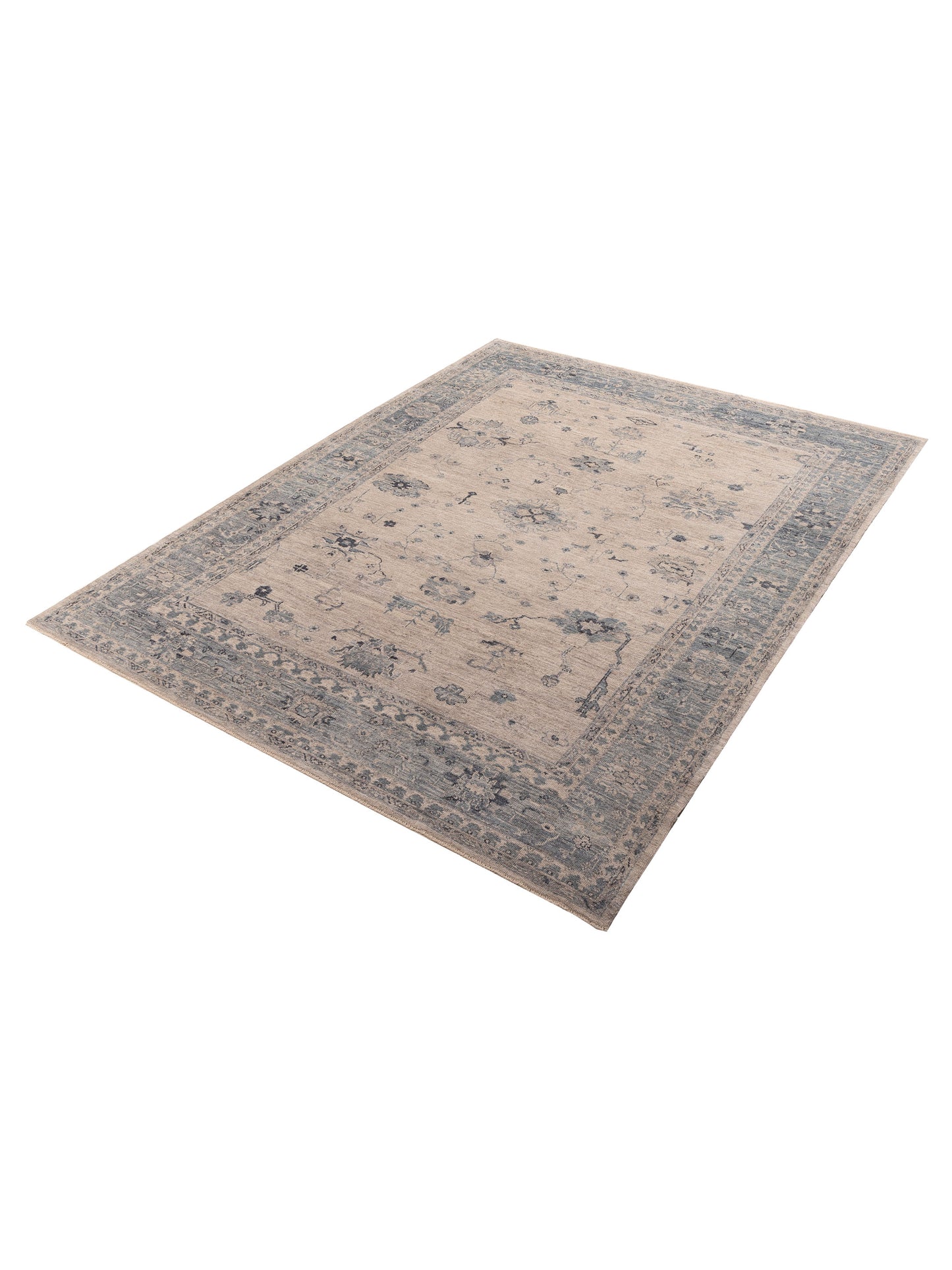Angora Oushak 156087 Silver Blue 9.1x11.9 Hand Knotted Rug