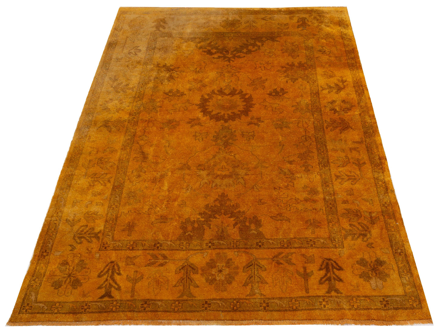 Vintage 86688 Yellow 6.2x8.10 Hand Knotted Rug