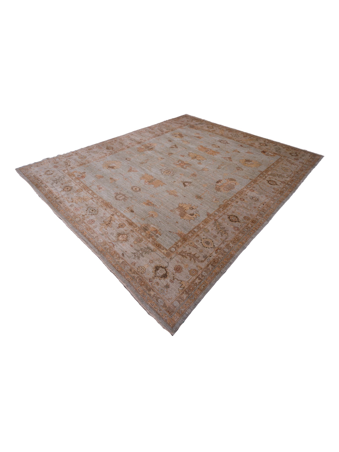 Angora Oushak 128217 Ice Blue Silver 13.4x16.7 Hand Knotted Rug