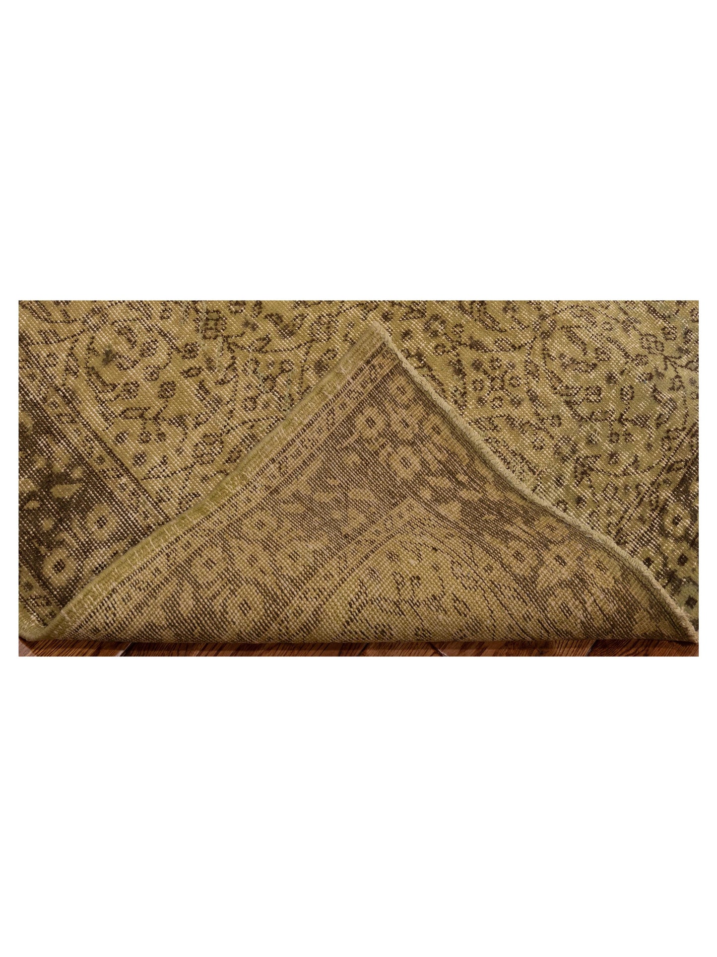 Vintage 112374 Green 5.6x9 Hand Knotted Rug