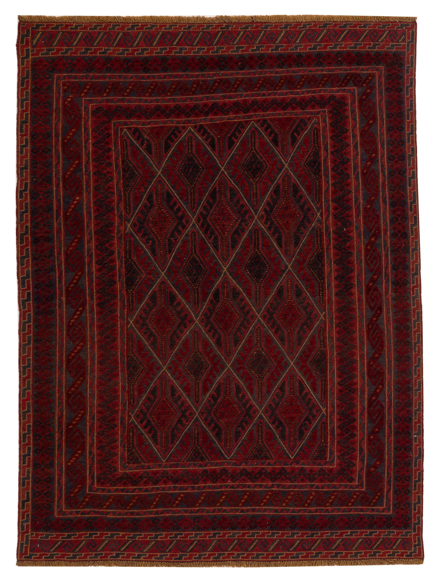 Nomad Afghan Soumak  Charcoal Red Tribal