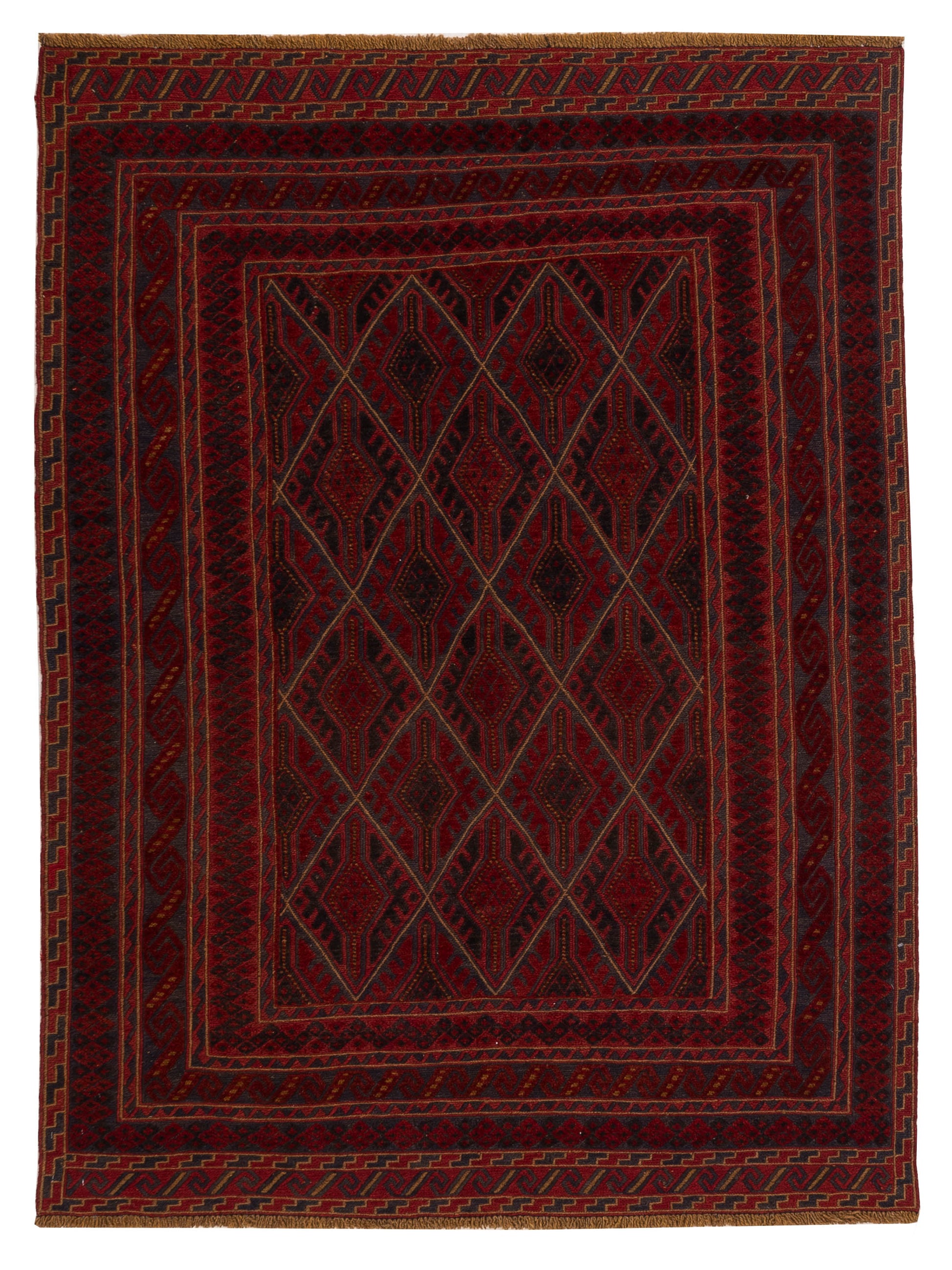 Nomad Afghan Soumak  Charcoal Red Tribal