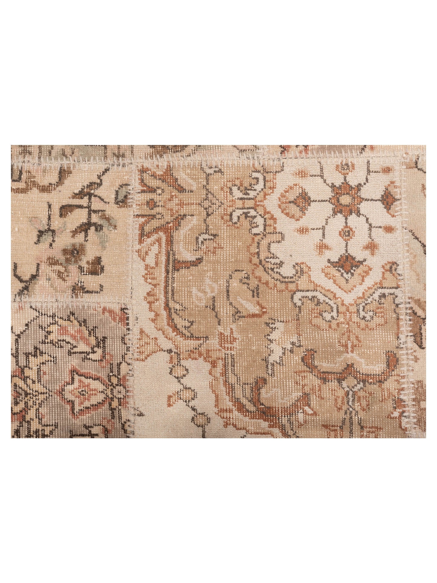Turkish Vestige Patchwork 109462 Beige Brown 5.9x8.2 Hand Knotted Rug