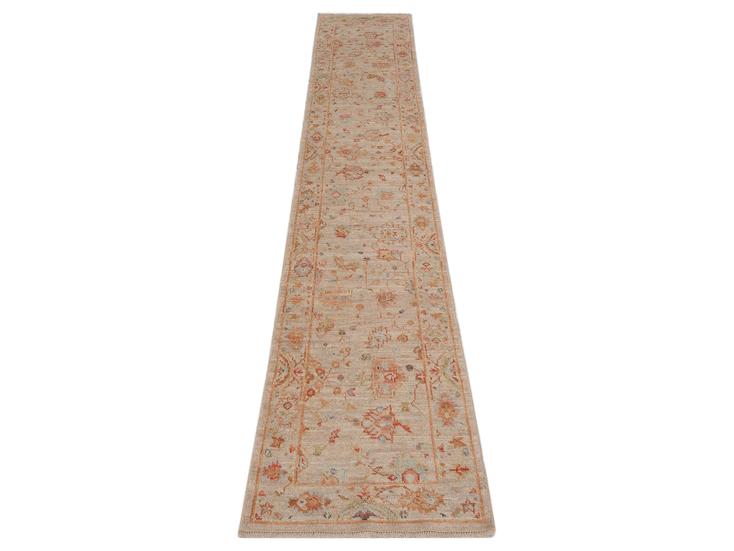 Angora Oushak 150236 Cream Cream 2.7x13.6 Hand Knotted Rug