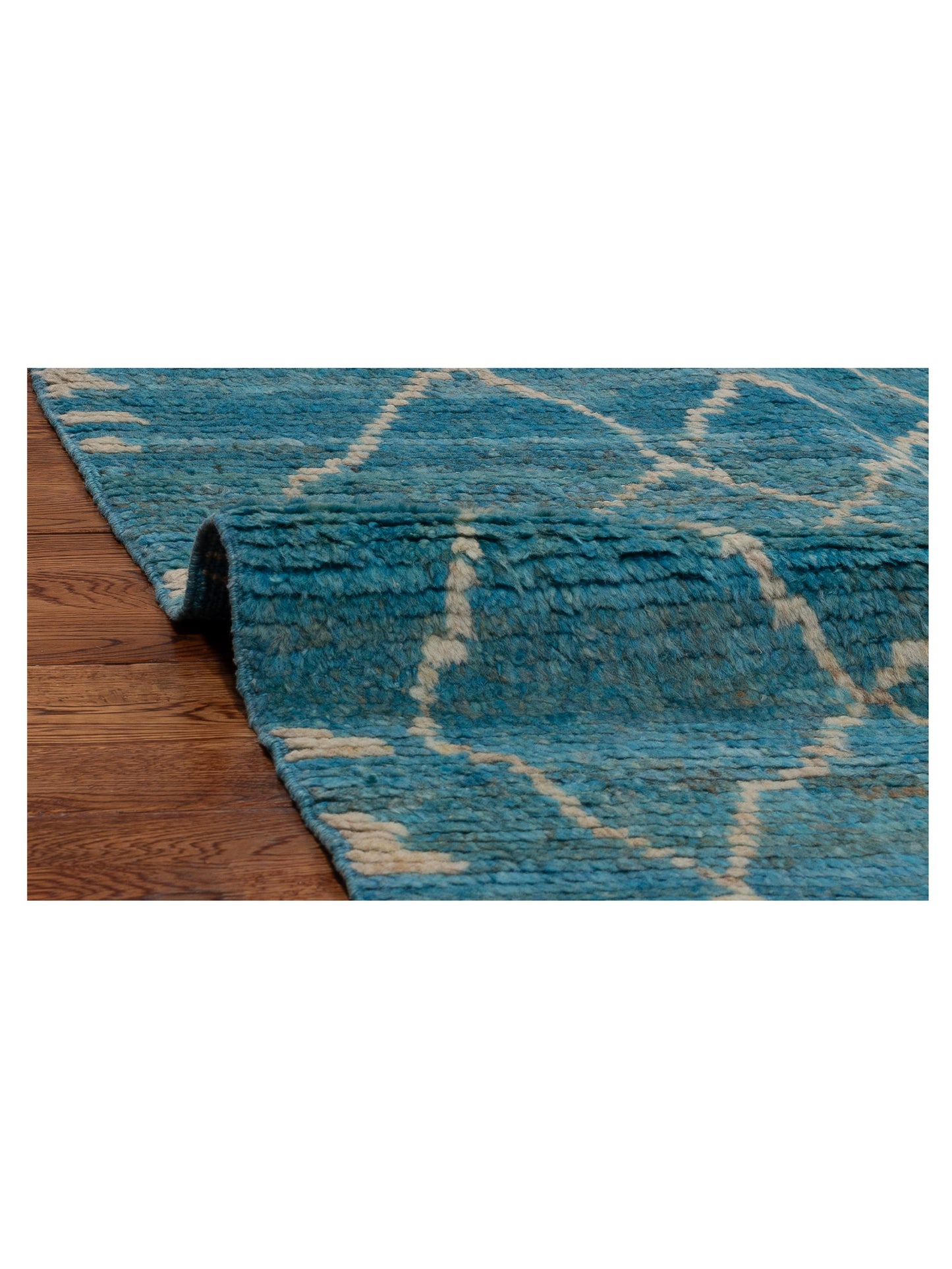 Berber Aspendos Sky Blue Ivory 9.2x13.1 Hand Knotted Rug
