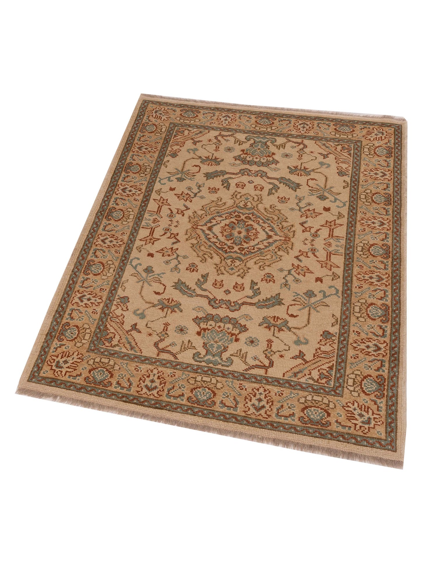 Anadol Oushak 129723 Ivory Gold 4.4x5.7 Hand Knotted Rug