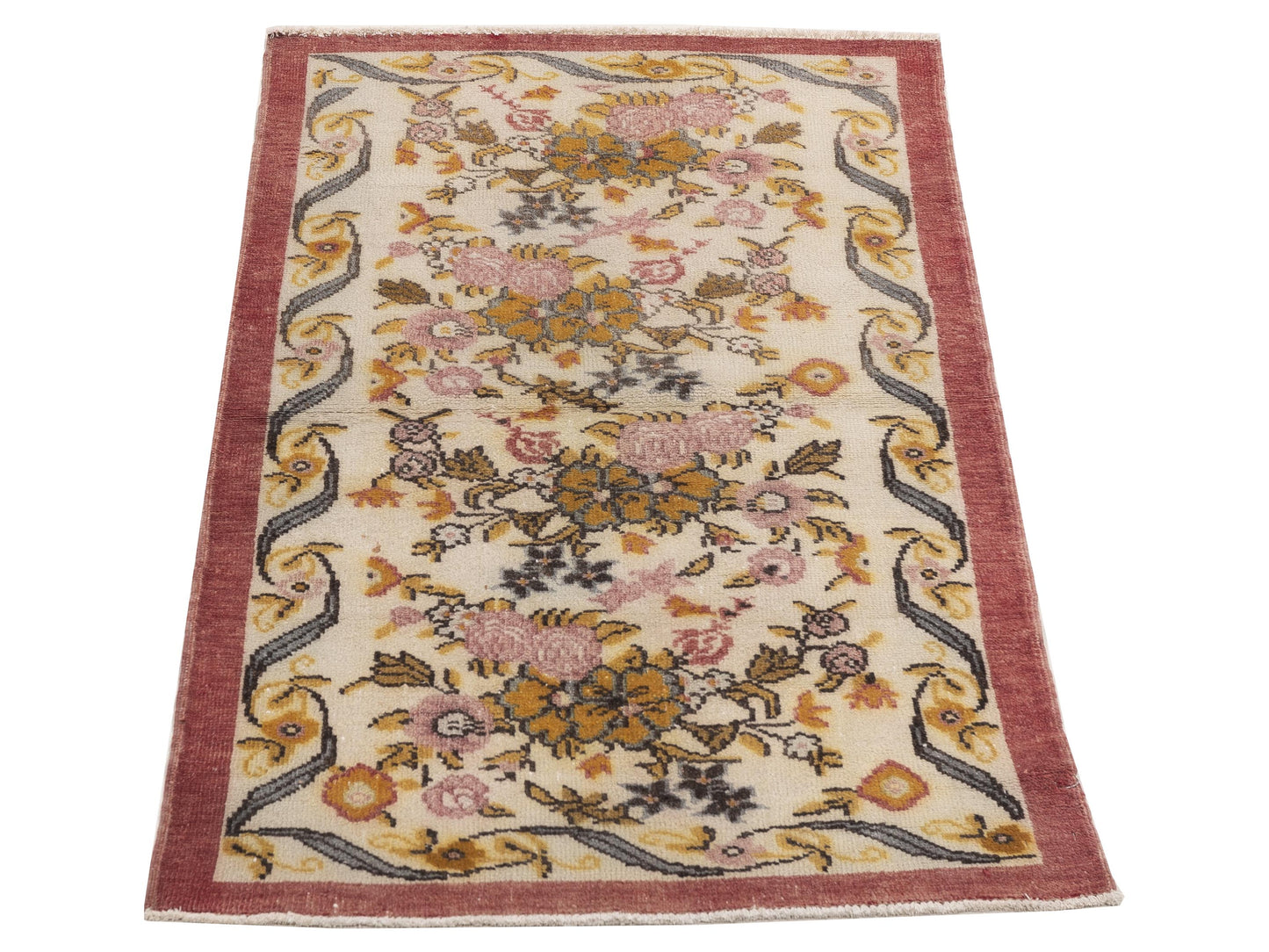 Old Anatolian 154188 Ivory Rust 2.11x5.7 Hand Knotted Rug