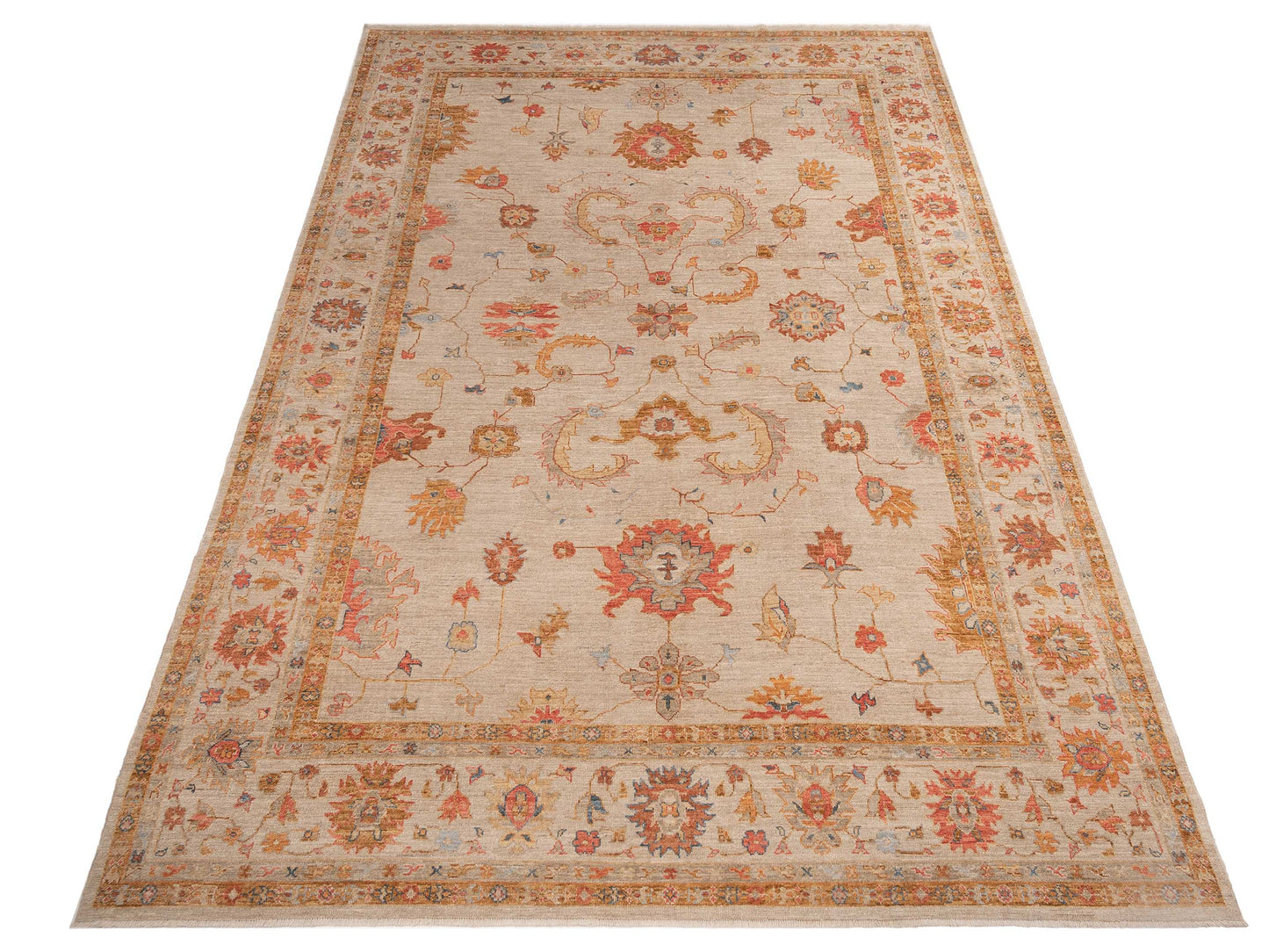 Angora Oushak 145820 Ivory Ivory 12.3x18.1 Hand Knotted Rug