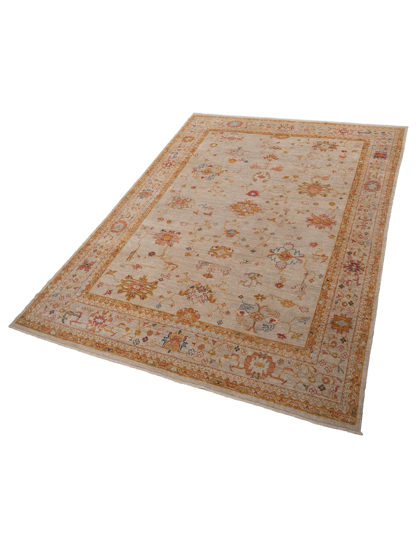 Angora Oushak 145846 Ivory Silver 10.1x13.2 Hand Knotted Rug