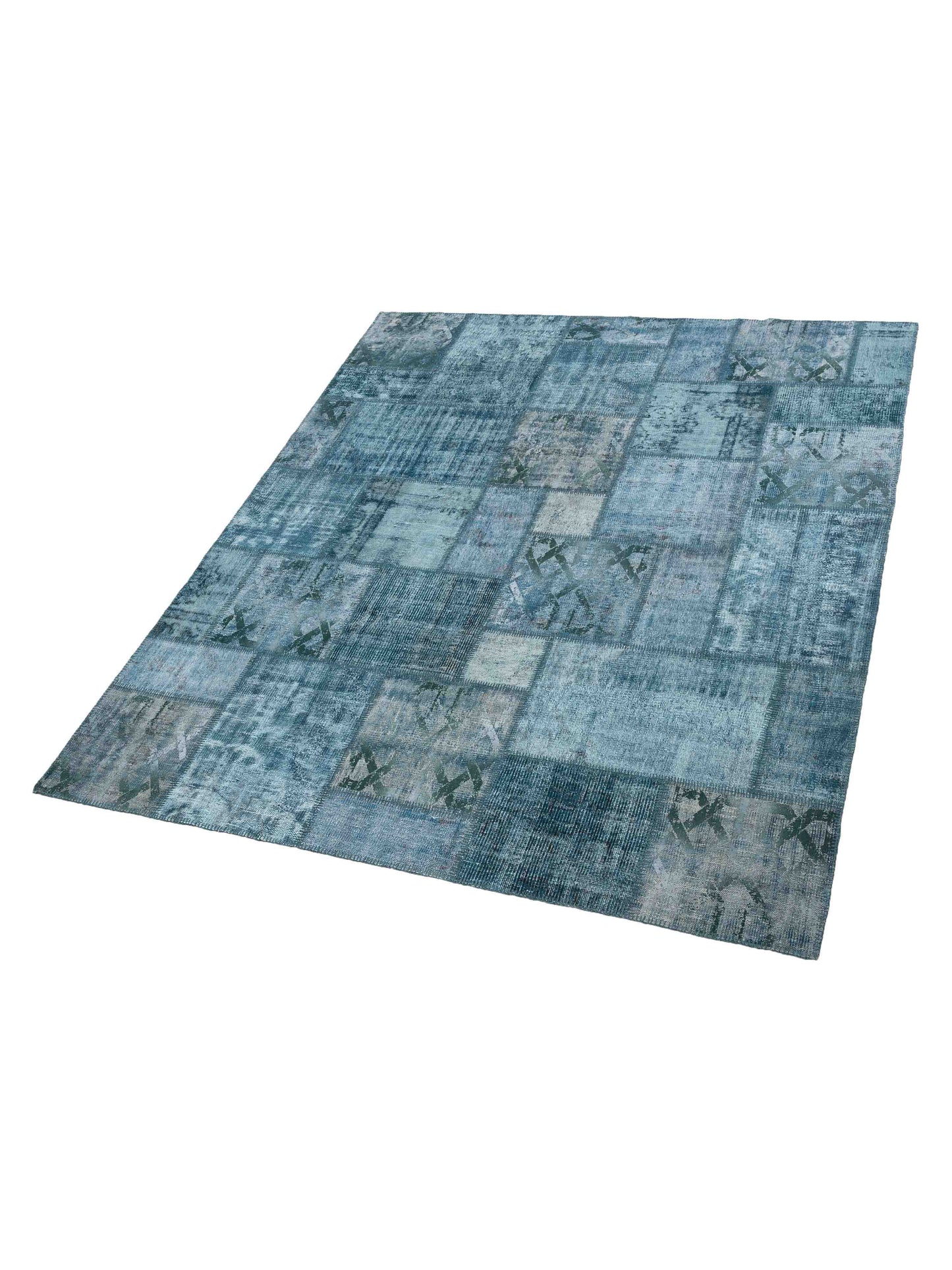 Turkish Vestige Patchwork 142798 Green 8.3x9.10 Hand Knotted Rug