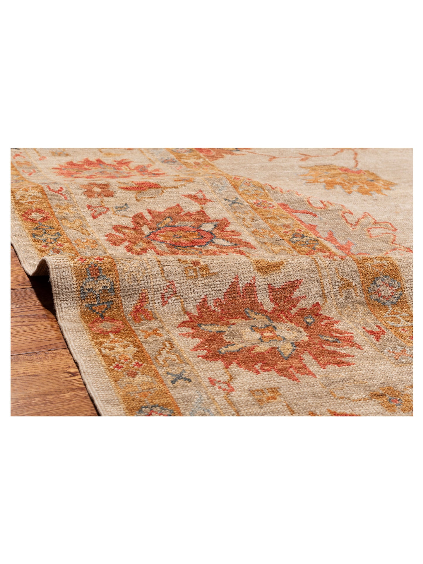 Angora Oushak 145863 Ivory Ivory 11.8x15.2 Hand Knotted Rug