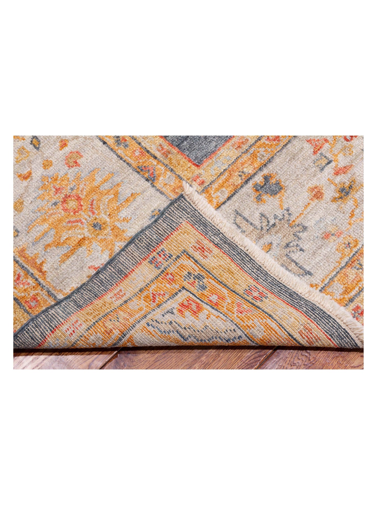 Angora Oushak 148170 Teal Blue Ivory 10.3x13.1 Hand Knotted Rug