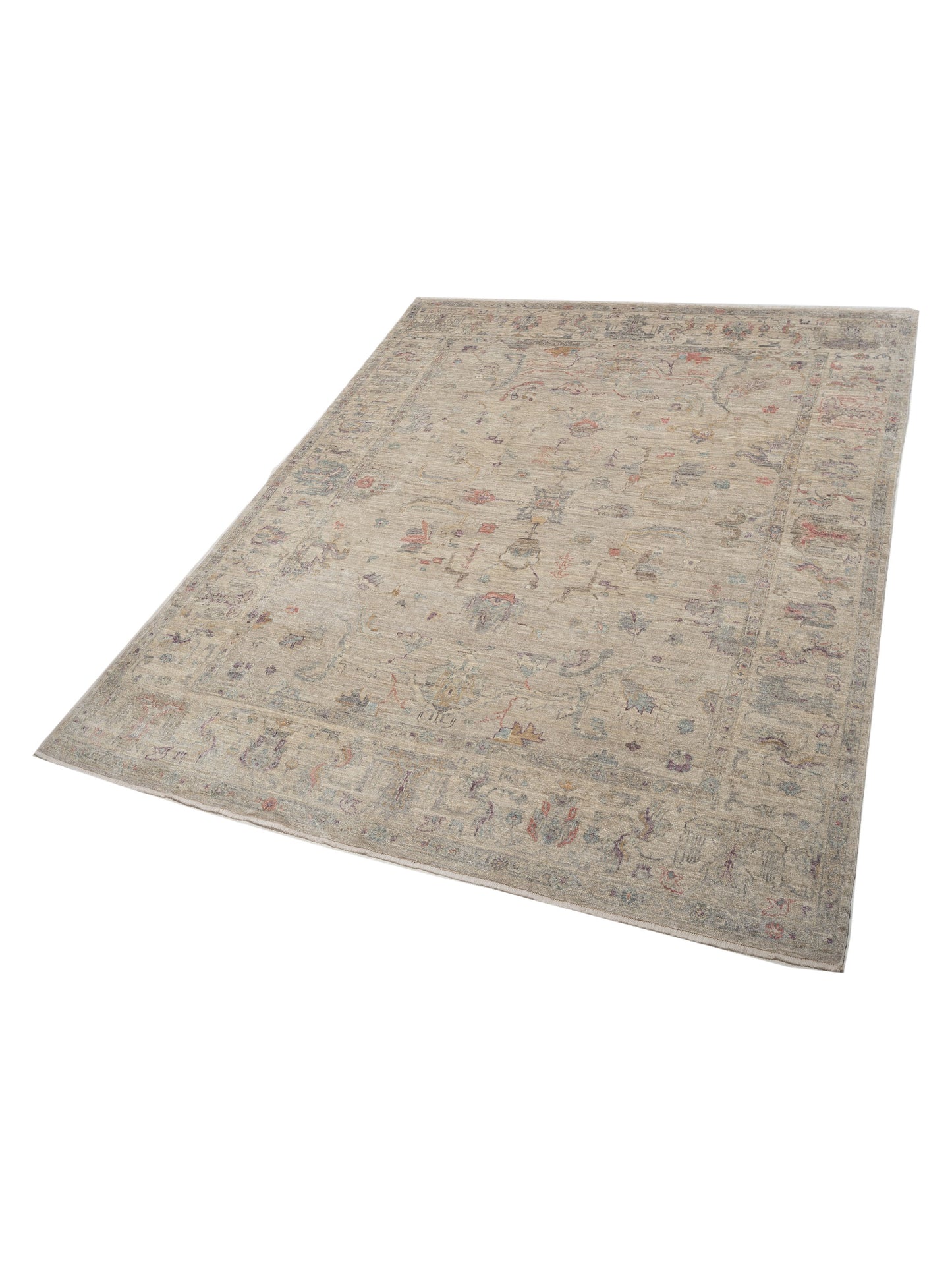 Angora Oushak 141160 Gray Ivory 10.4x13.2 Hand Knotted Rug