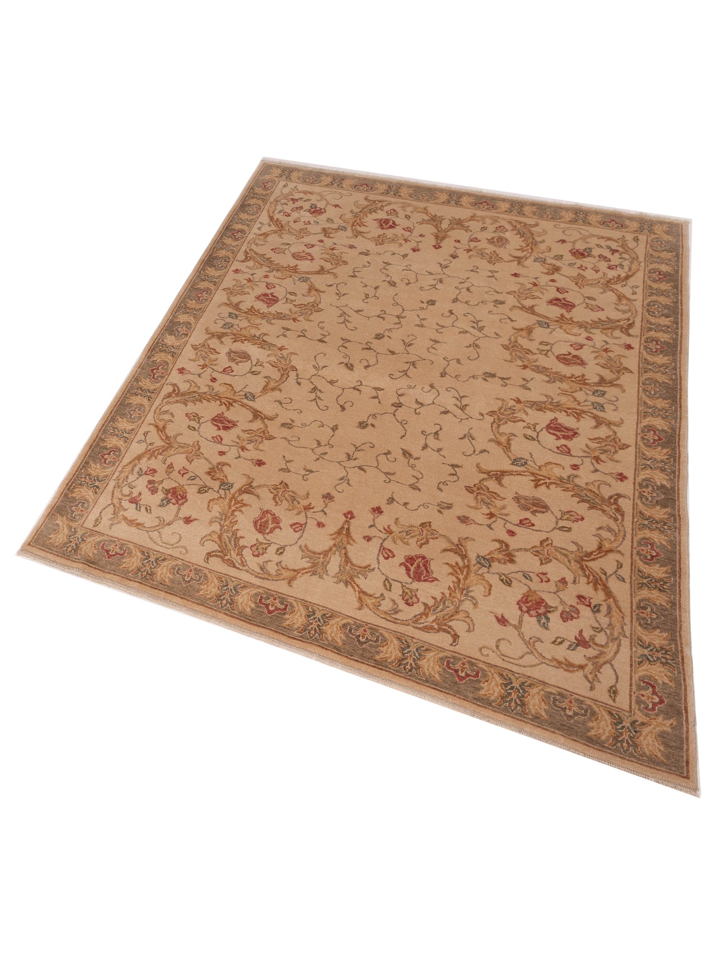 Antique Loom 82190 Ivory Green 6.9x8.2 Hand Knotted Rug
