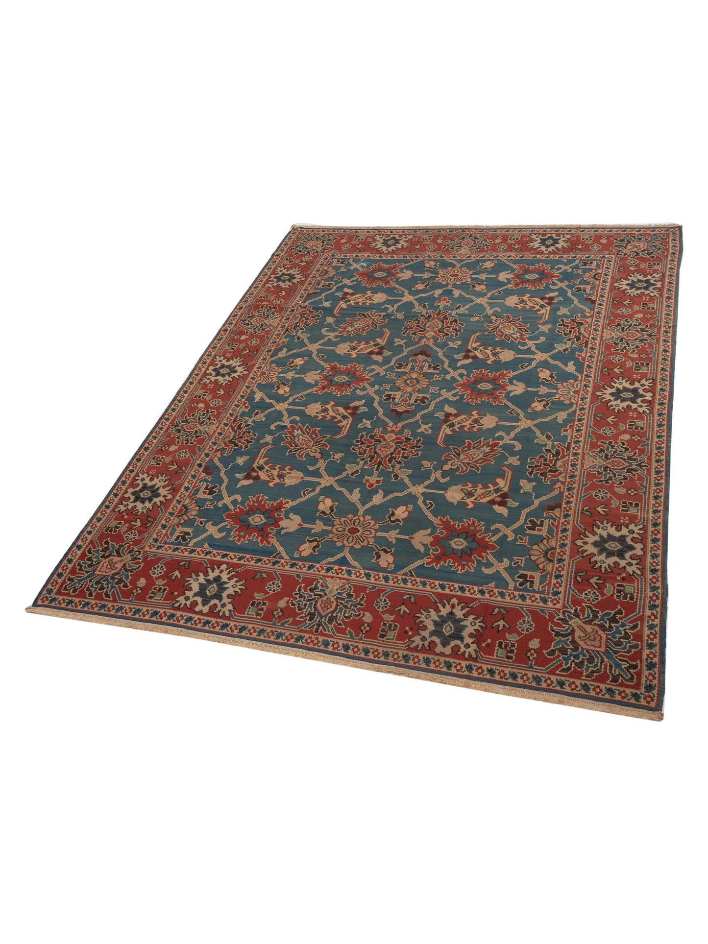 Transilvanian Kilim 69997 Blue Red 9.2x11.10 Hand Woven Rug