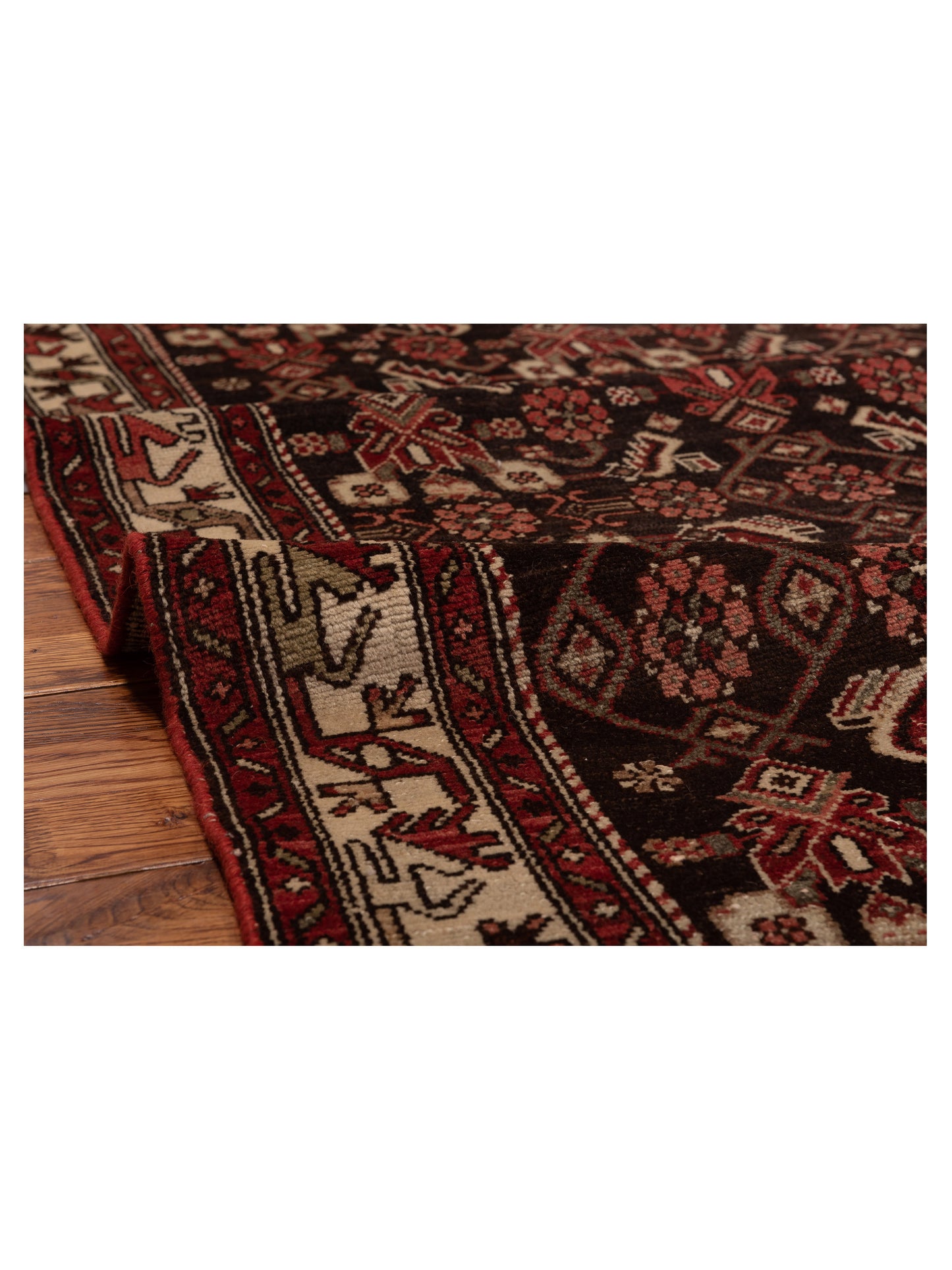 Persian 81183 Brown Red 3.6x10.5 Hand Knotted Rug