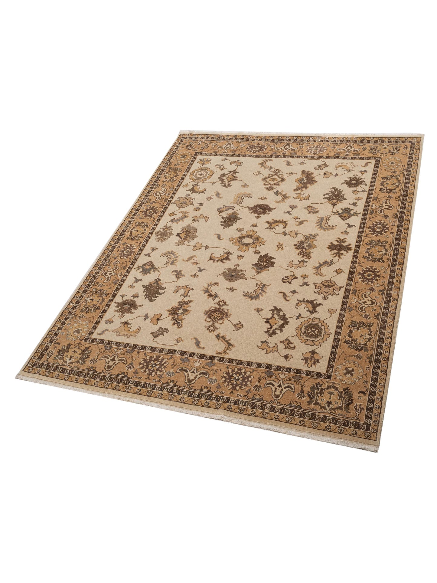 Turkish Elvan 79177 Ivory Gold 8.5x10.7 Hand Knotted Rug