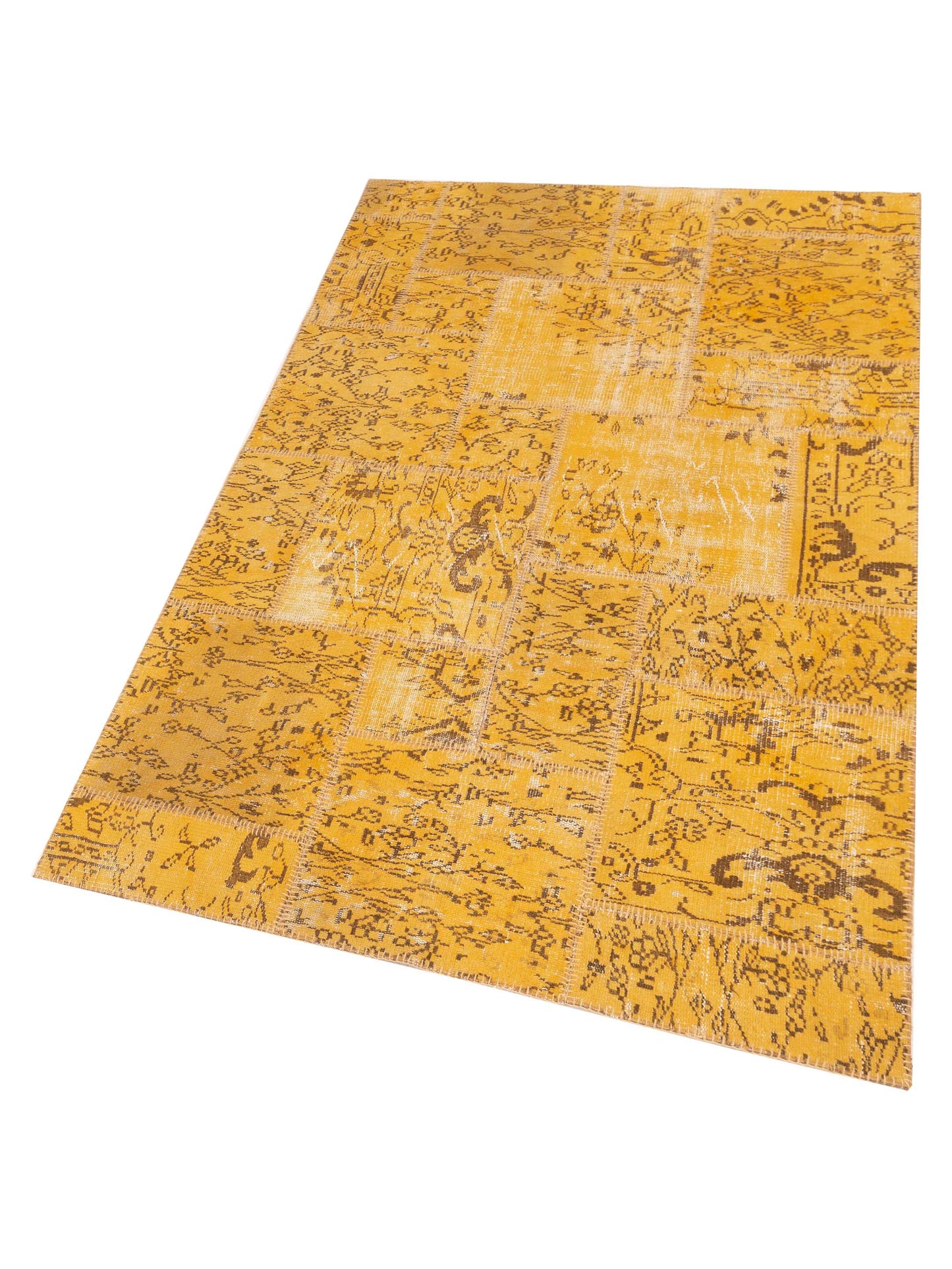 Turkish Vestige Patchwork 115701 Yellow 4.11x7.11 Hand Knotted Rug