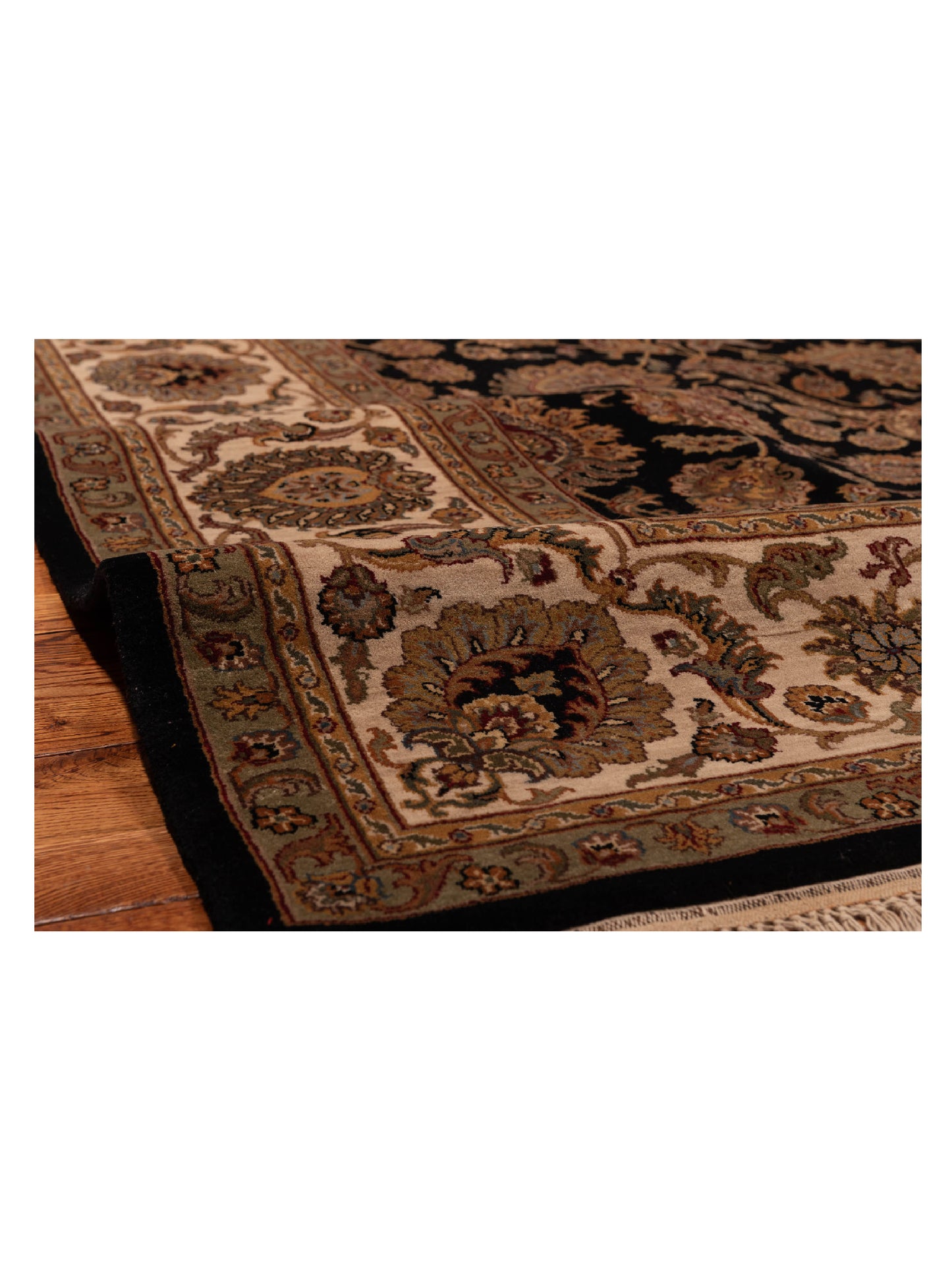 Crown 90233 Black Ivory 8.11x12.3 Hand Knotted Rug