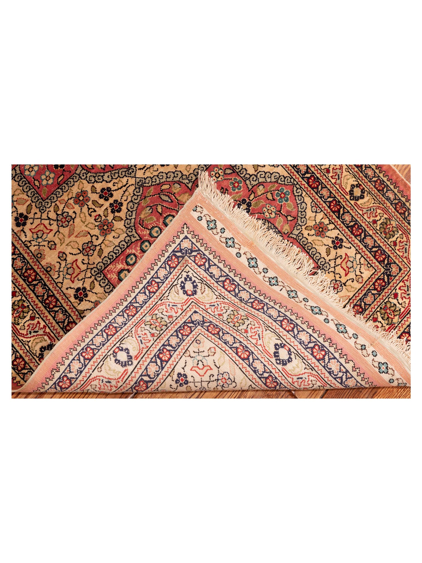Pure Silk 124061 Beige Pink 2.2x5.7 Hand Knotted Rug