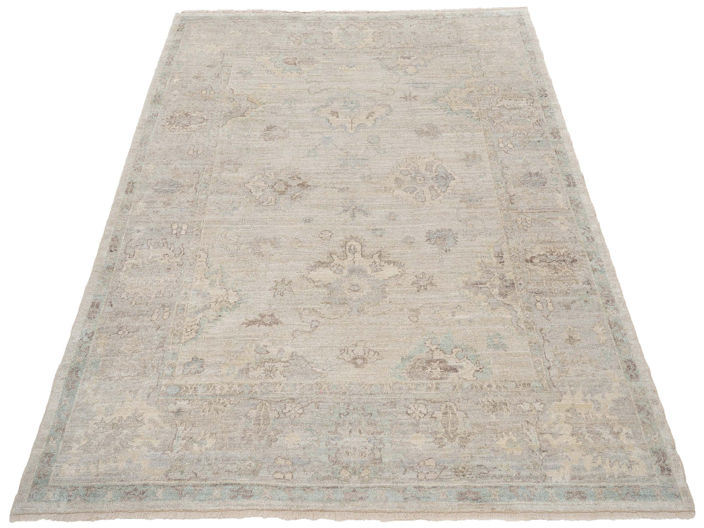 Angora Oushak 147162 Silver Gray 7.11x9.5 Hand Knotted Rug