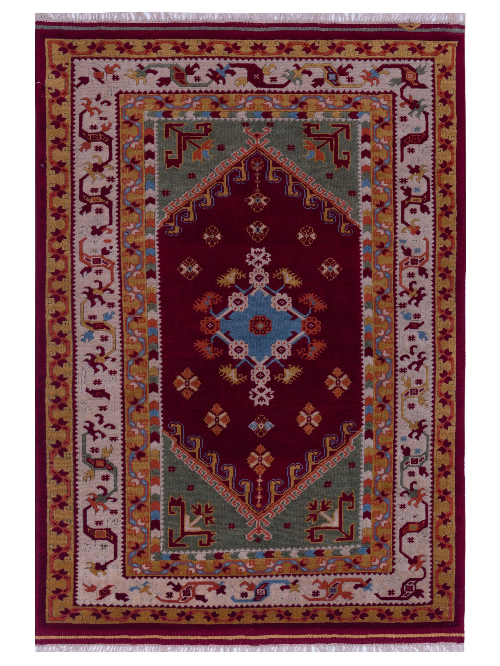 Pasha Turkish Shirwan  Green Ivory Traditional