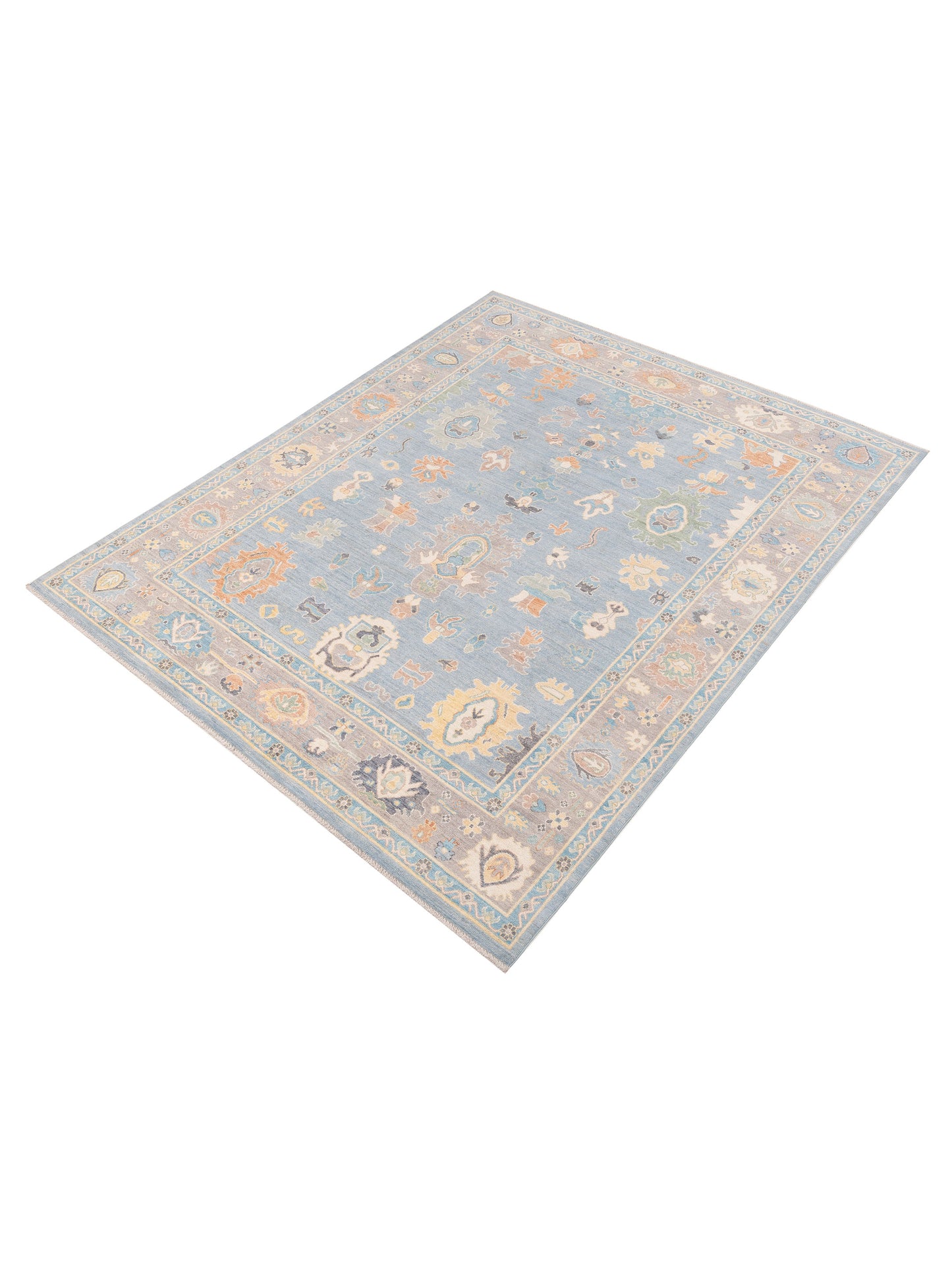 Anadol Oushak 151064 Blue Brown 7.11x9.8 Hand Knotted Rug