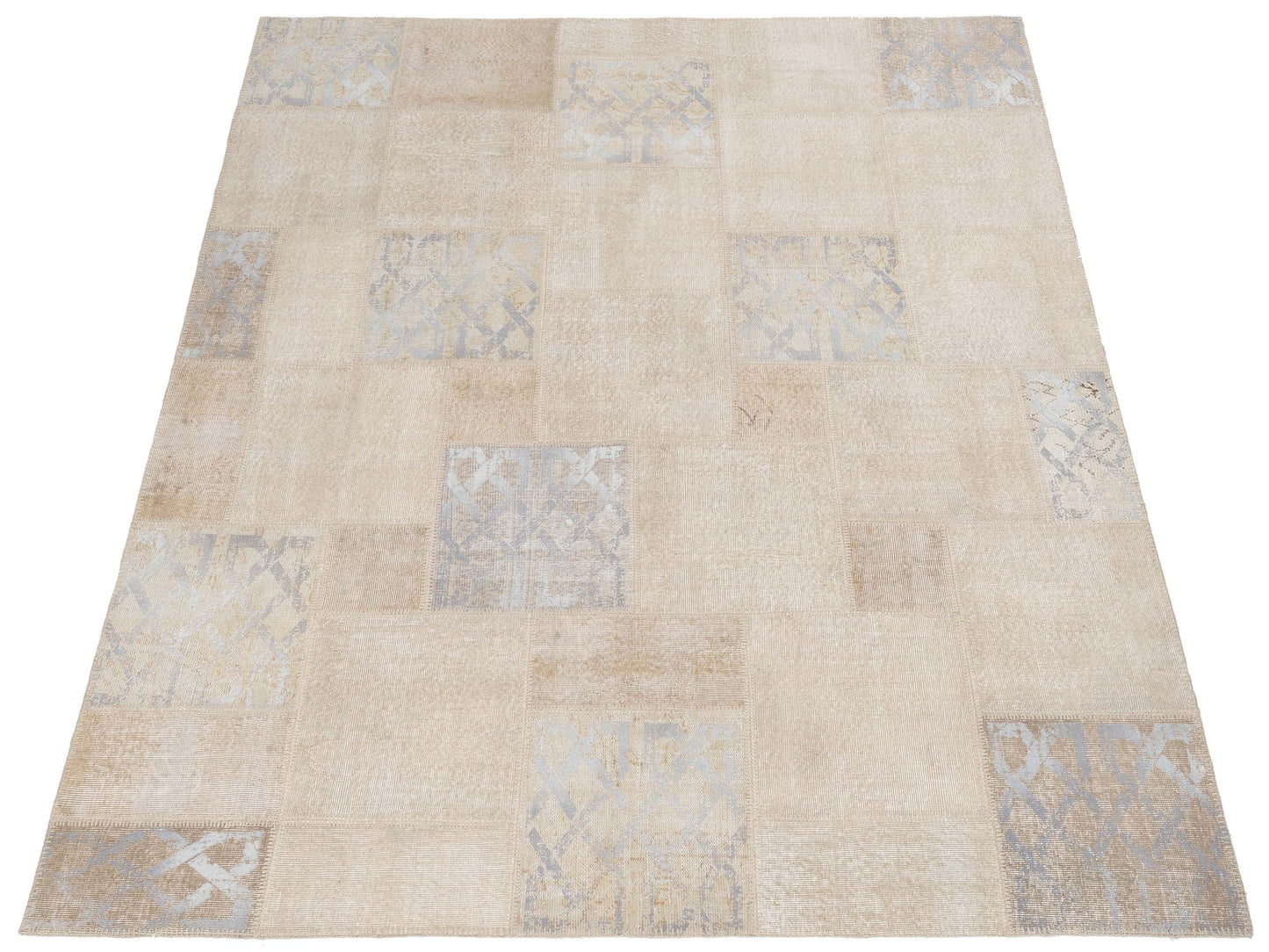 Turkish Vestige Patchwork 142791 Natural 8.2x9.9 Hand Knotted Rug