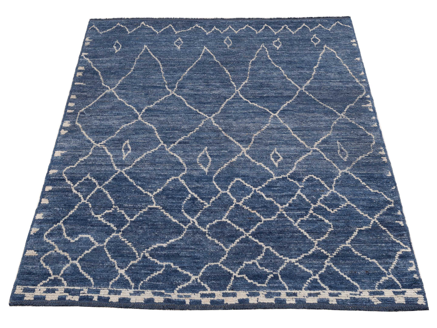 Berber Aspendos Blue Blue 5.10x7.11 Hand Knotted Rug
