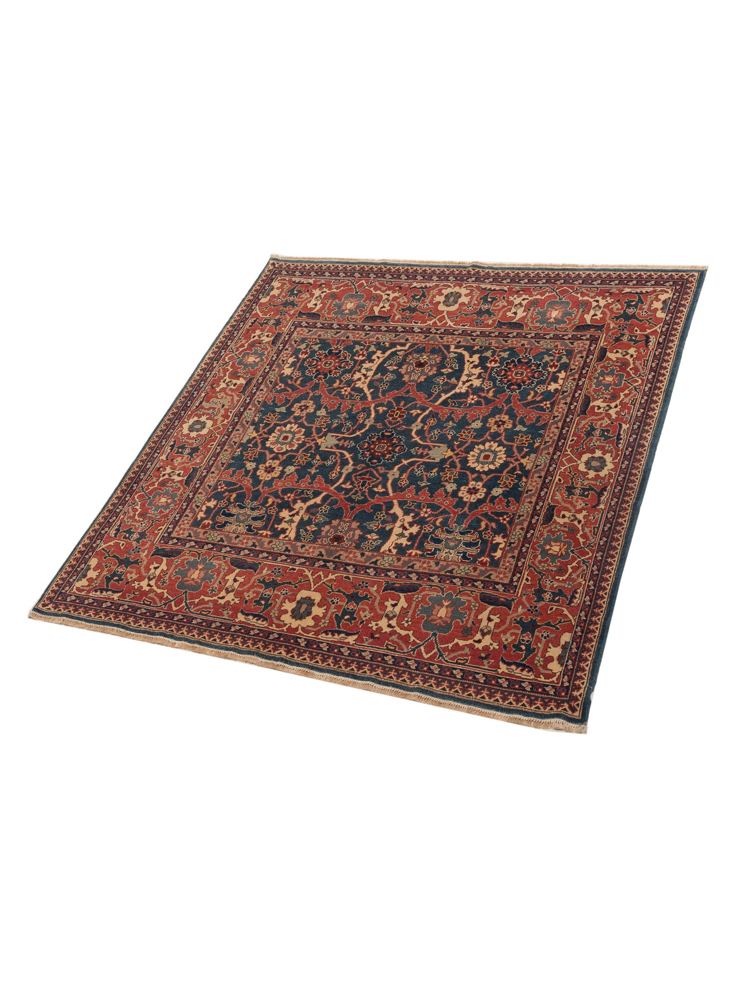 Antique Loom 120664 Blue Red 6.9x7.3 Hand Knotted Rug