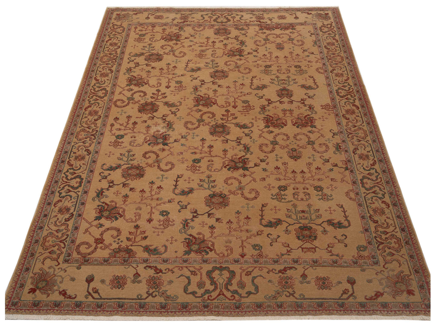 Antique Loom 117159 Gold Gold 7.10x9.2 Hand Knotted Rug