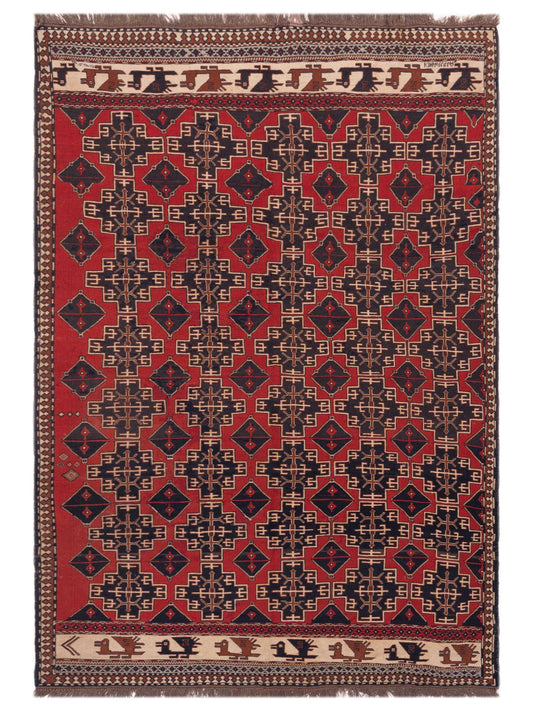 Nomad Afghan Soumak  Red Ivory Tribal