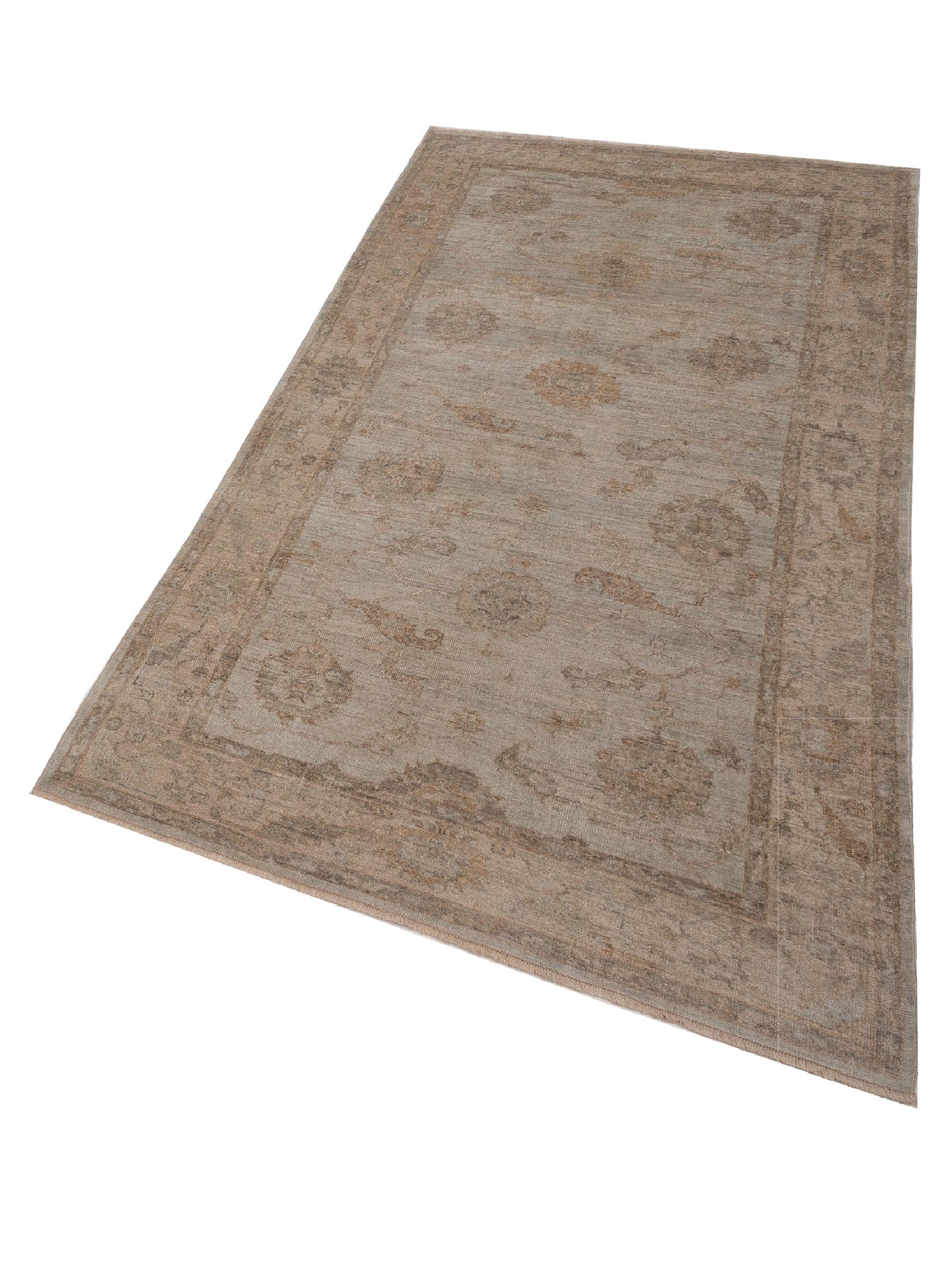 Angora Oushak 128139 Ice Blue Beige 6.2x11.1 Hand Knotted Rug
