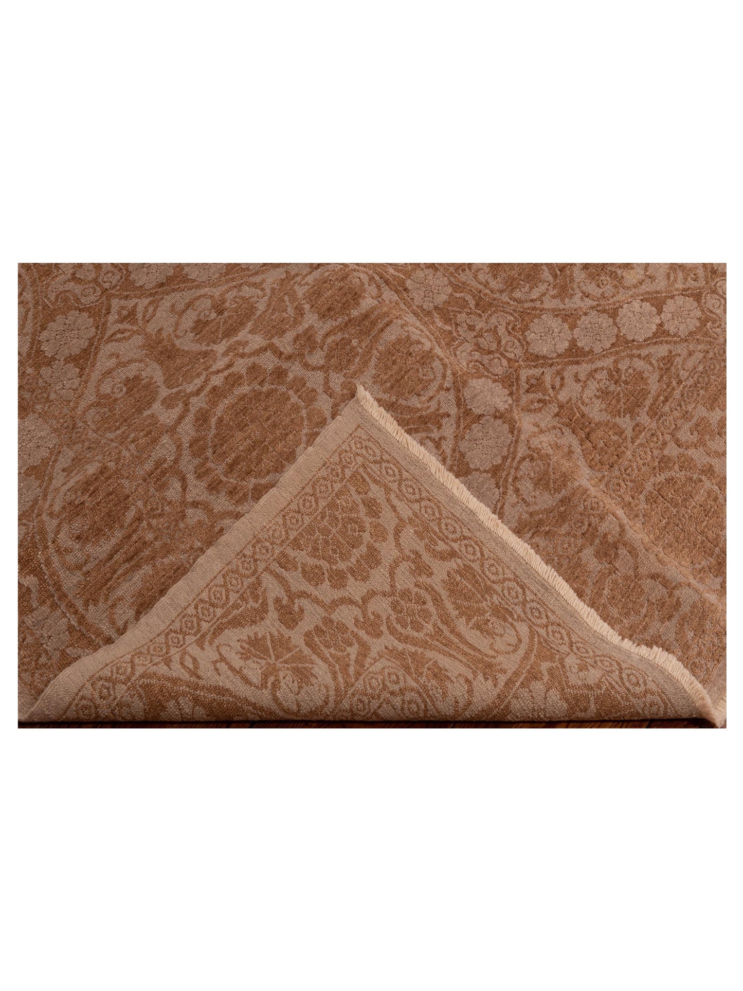 Defne Lotus Silver Light Brown 6.3x8.9 Hand Knotted Rug