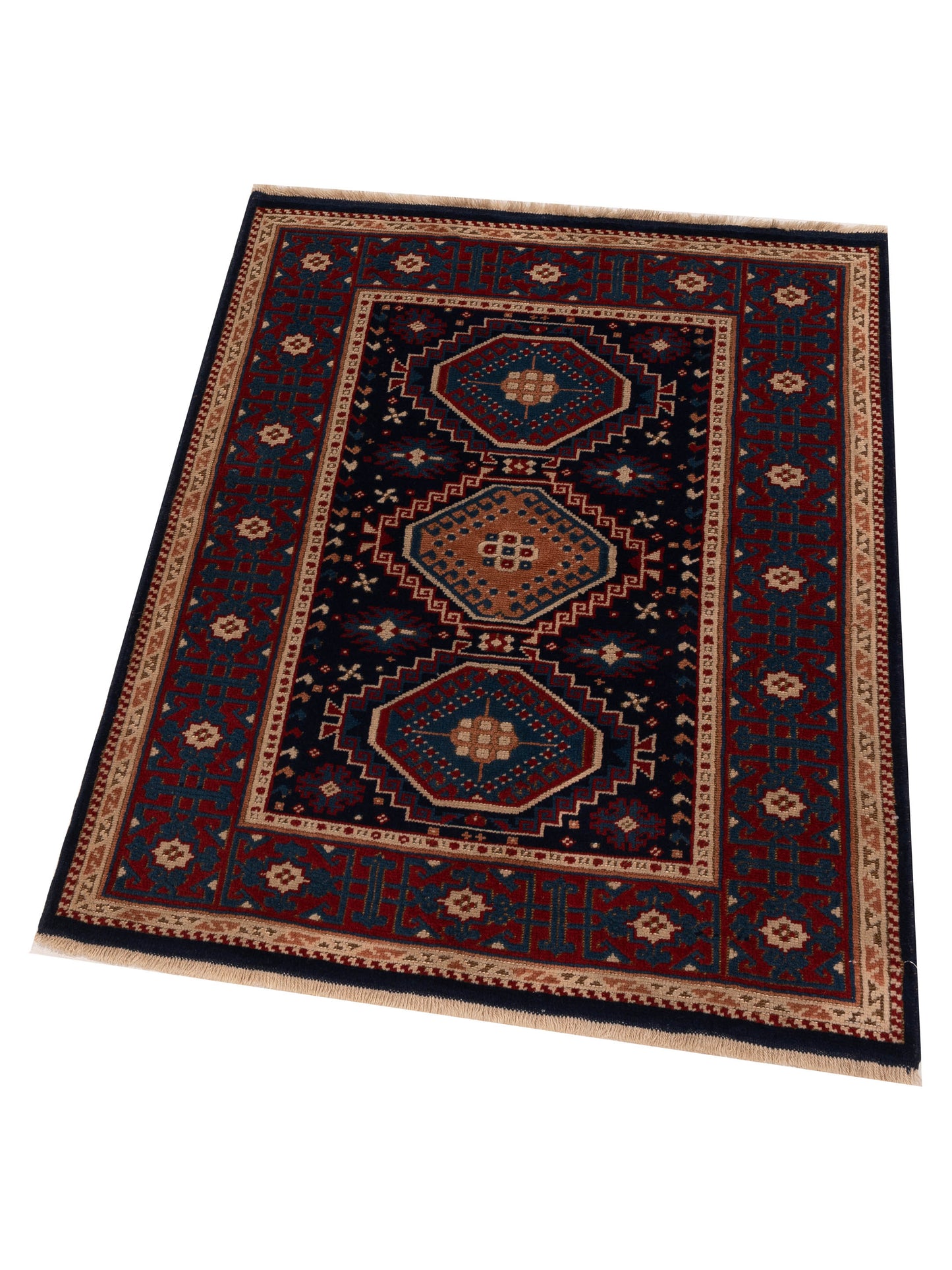 Turkish Shirwan 145245 Navy Red 4.2x5.2 Hand Knotted Rug