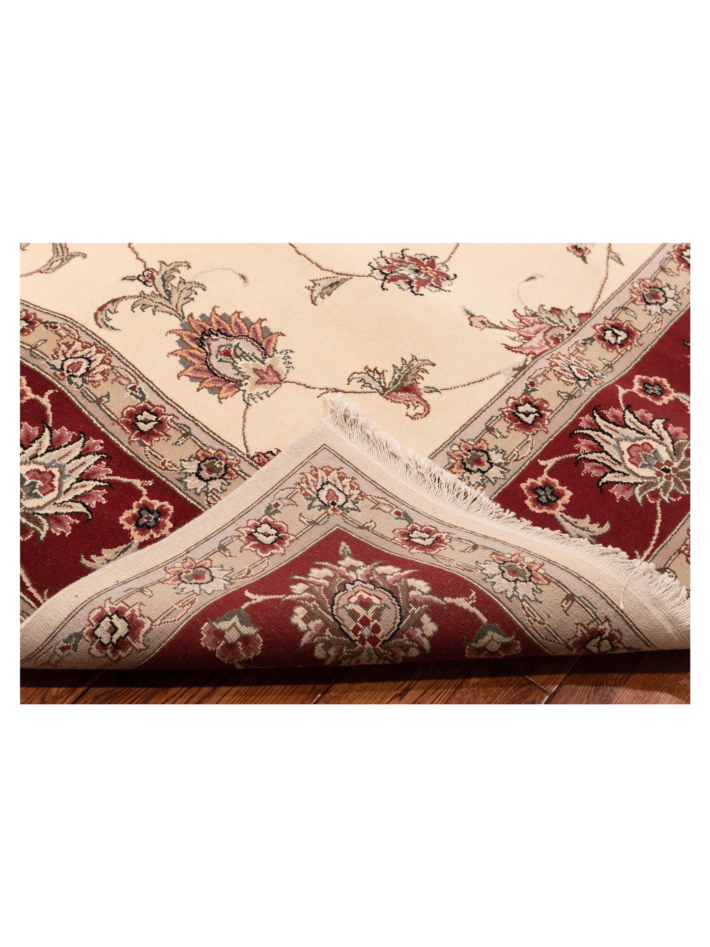 Magnolia 121071 Ivory Red 9.1x12.3 Hand Knotted Rug