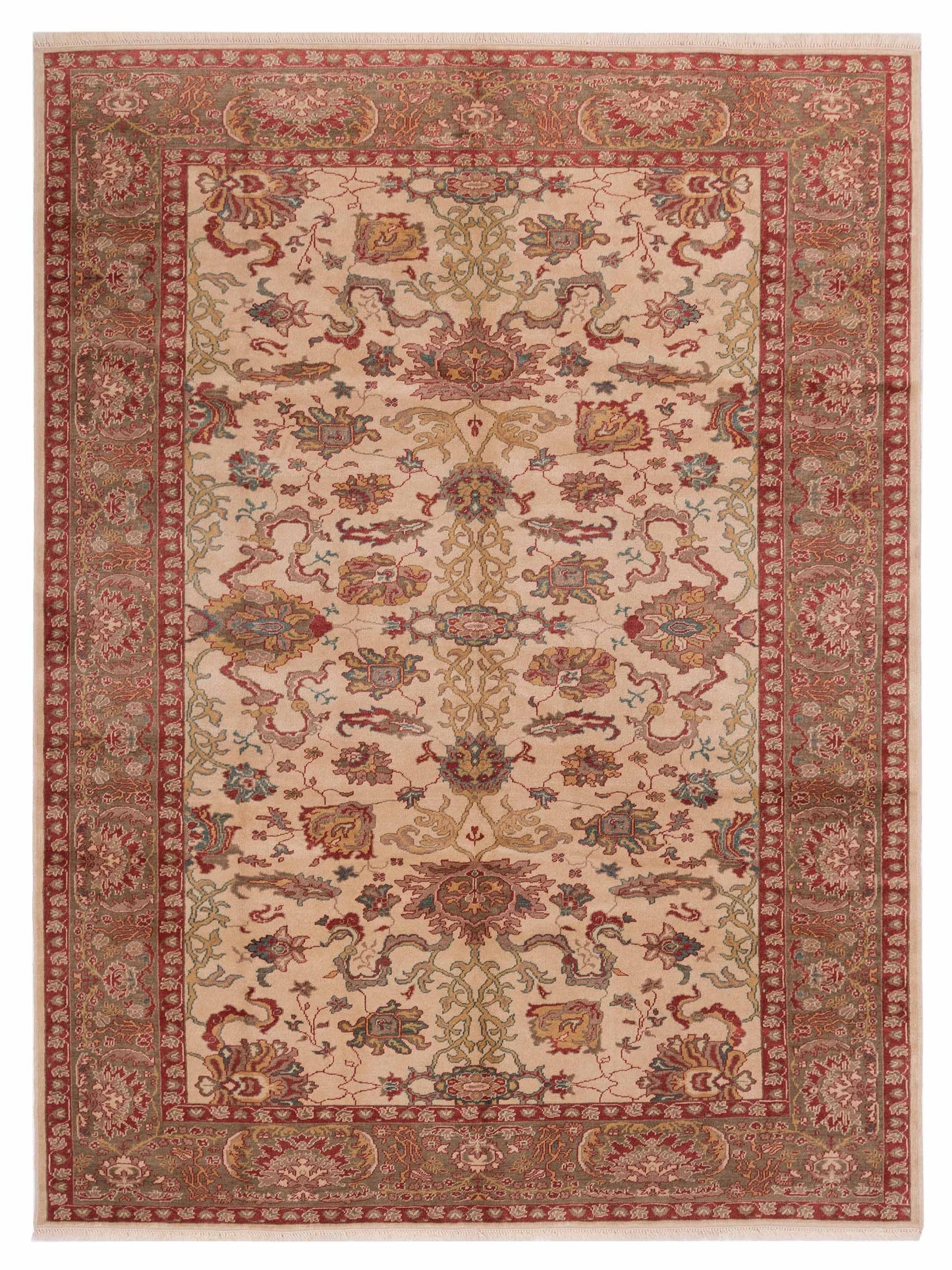 Pasha Antique Loom  Ivory Green Traditional