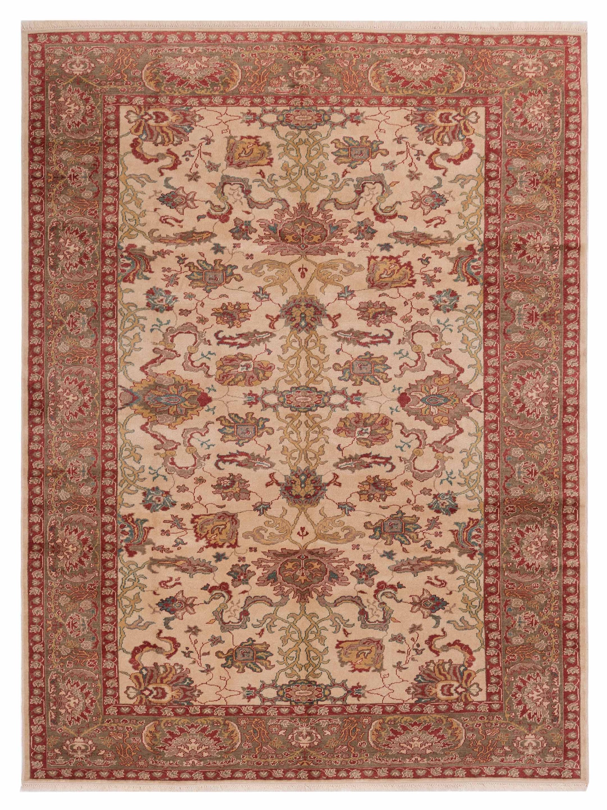 Pasha Antique Loom  Ivory Green Traditional